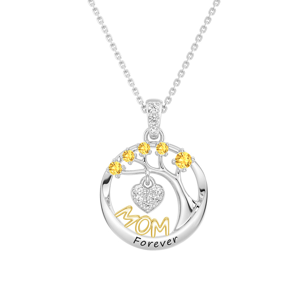 Personalized Birthstone Mom Necklace - Forever Tree of Life Pendant with Heart Charm | Meaningful Gift for Mother's Day, Birthday & Anniversary | Jewelry for Women