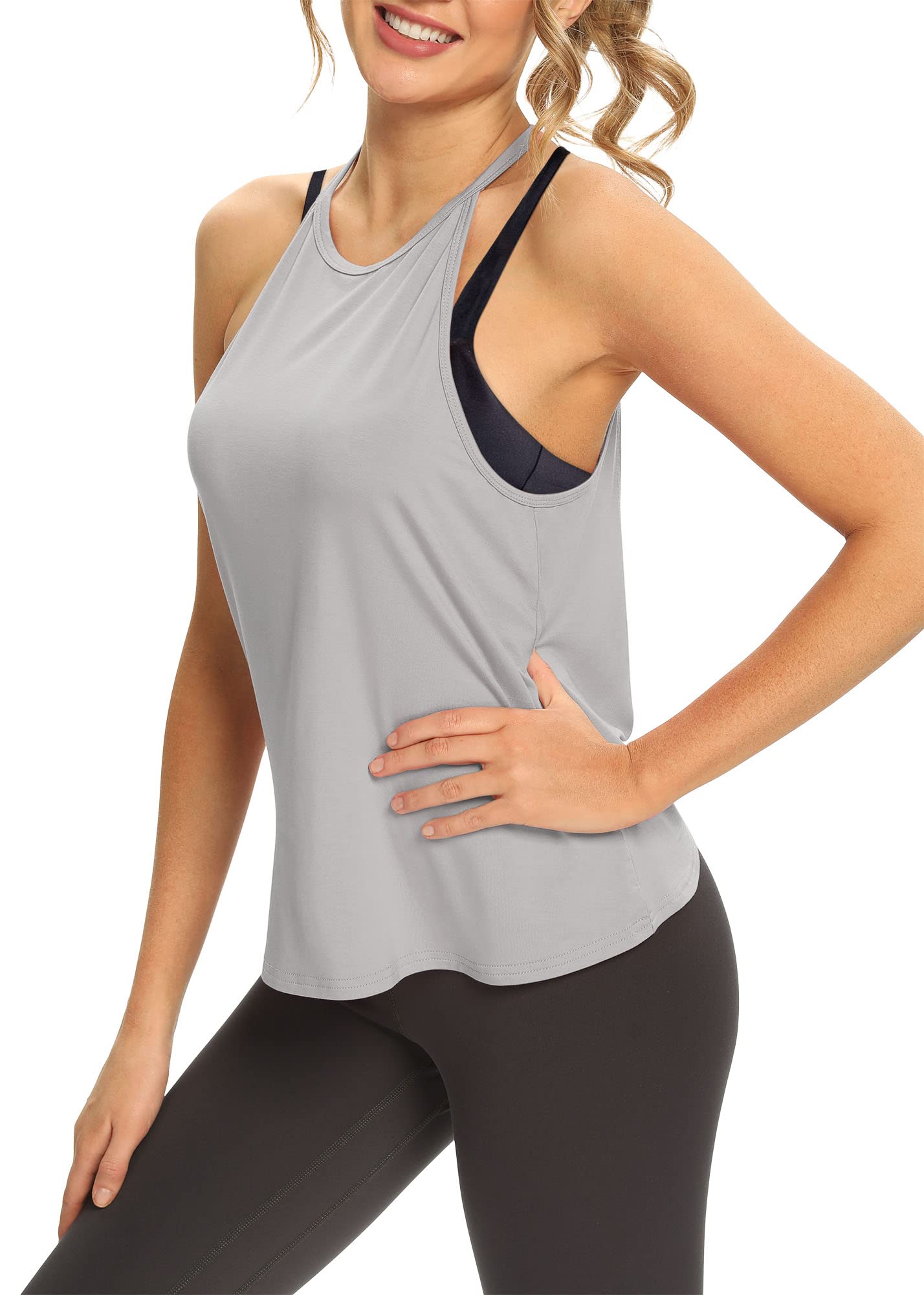 Mippo Women's Open Back Workout Tops - Sleeveless Halter Gym Athletic Tank Tops - Loose Fit Yoga Running Fitness Tops for Women - Perfect for Gym, Yoga, Running & Summer Outdoor Activities