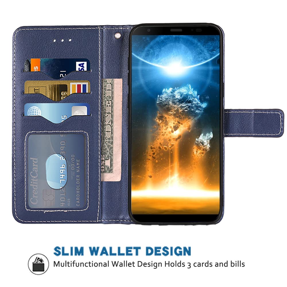 Blackview BV6300 Pro Wallet Case with Wrist Strap & Card Holder - Blue Flip Cover for Men & Women | Perfect for Work & Travel