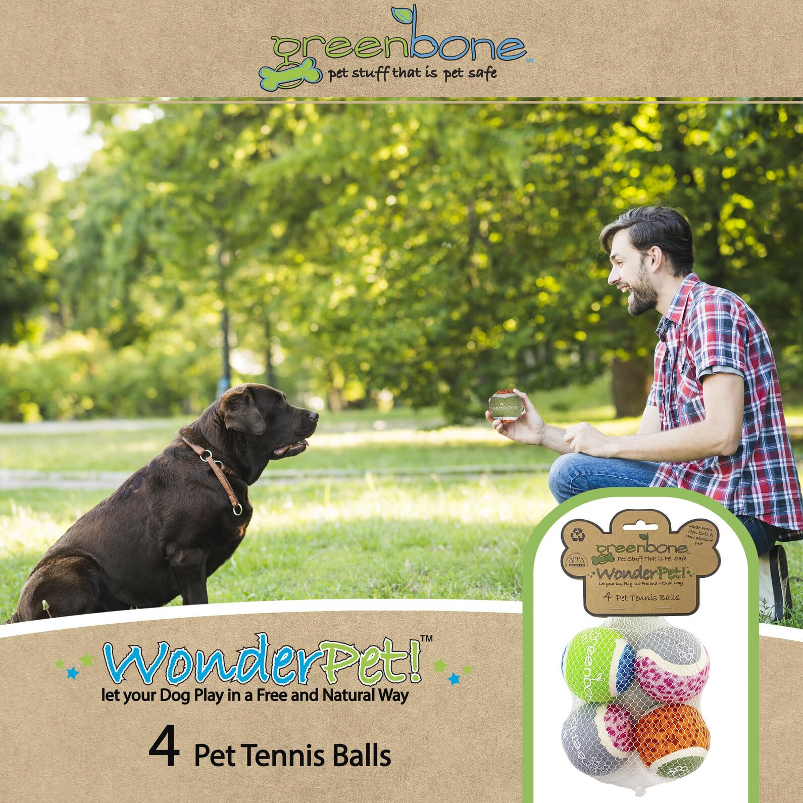 Wonderpet! Tennis Ball Dog Toys 4 Pack - Small Size Chew Toys for Puppies & Small Breeds - Perfect for Fetch, Training & Outdoor Play