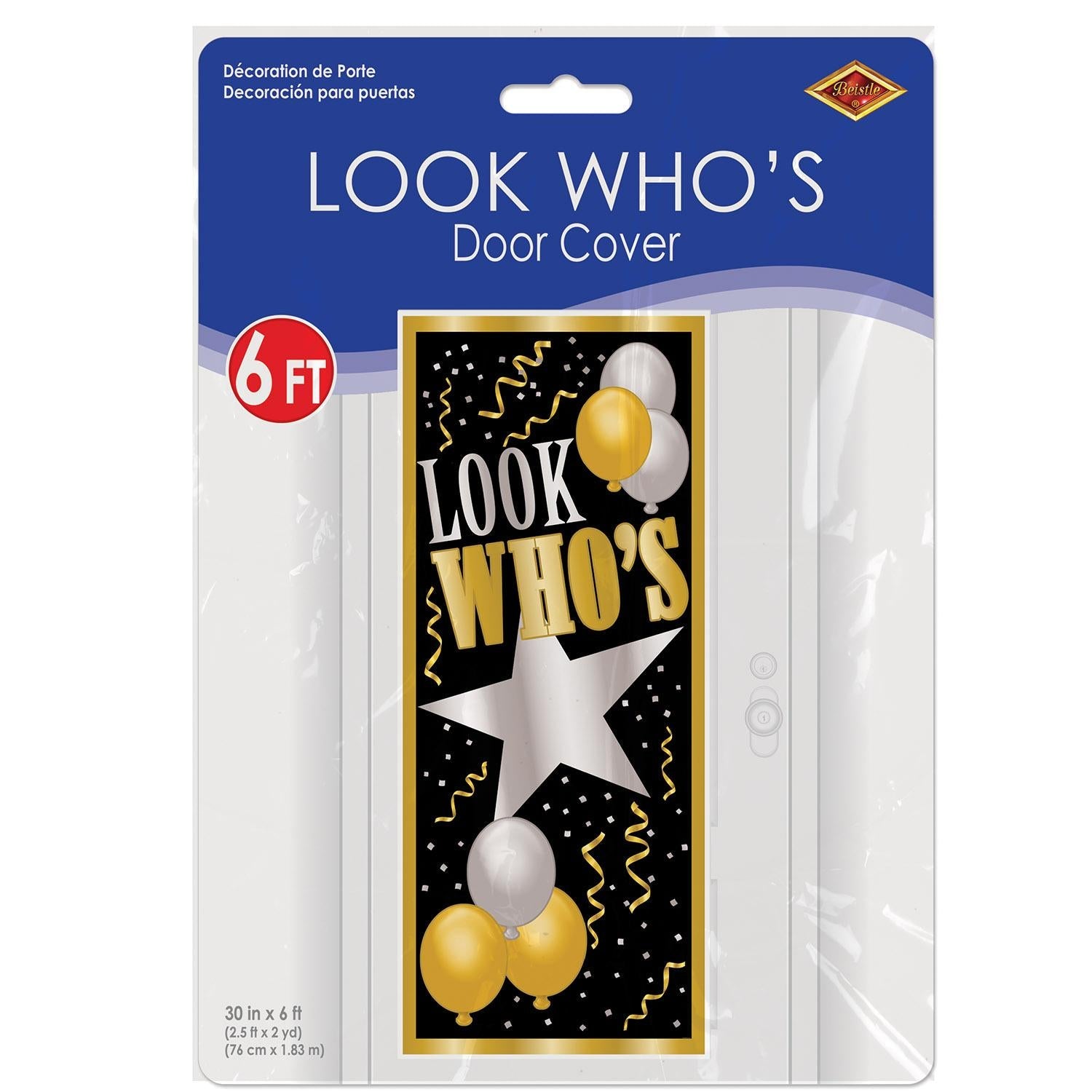 12 Pack Beistle Look Who's Door Cover - Fun Party Decorations for Halloween, Birthday & Baby Showers - Perfect for Door Decor, Photo Backdrops & Themed Events