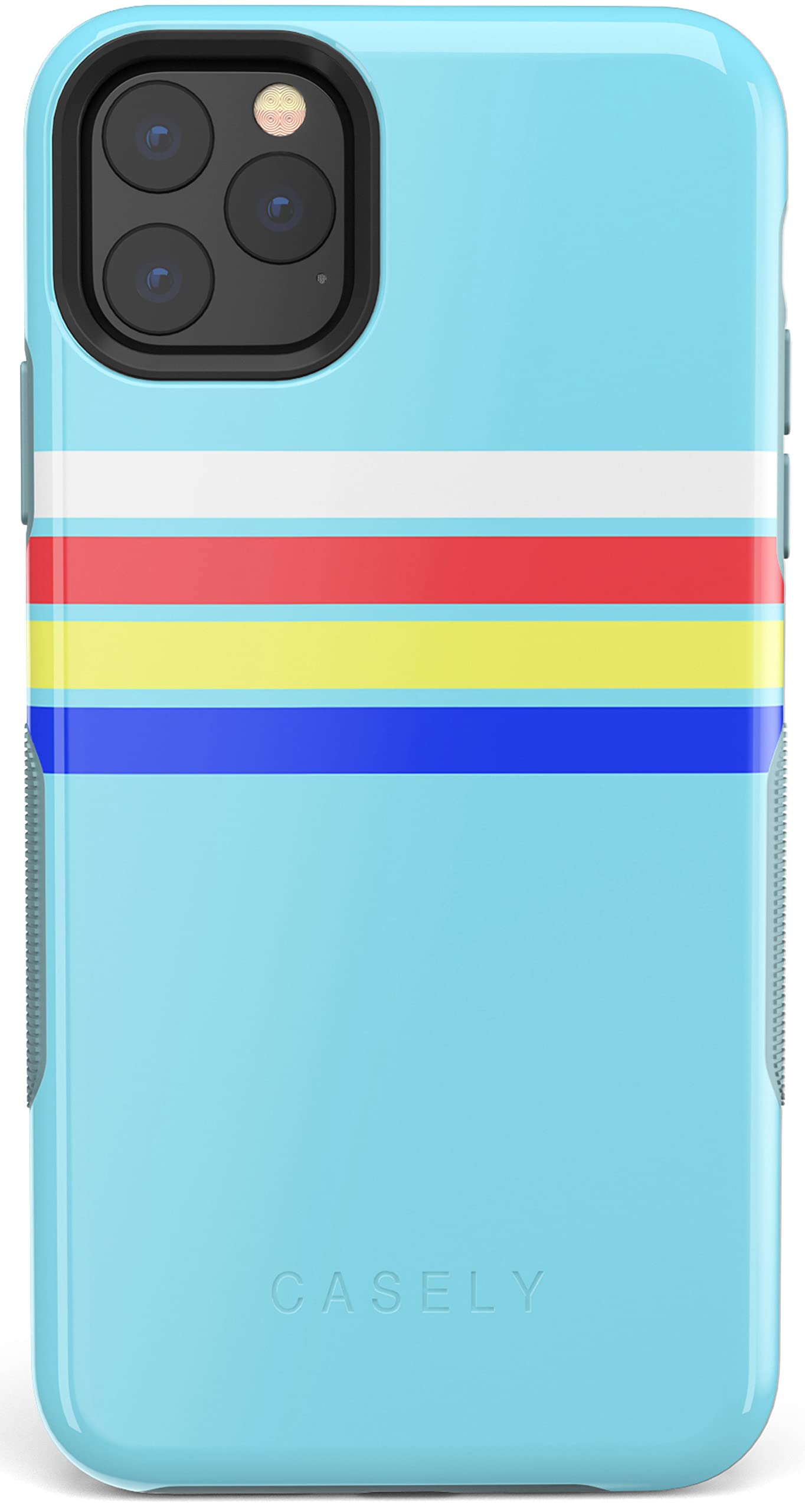 Casely iPhone 11 Pro Case - Teal Rainbow Stripes Color Block Protective Phone Cover | Slim Fit Shockproof Case for Daily Use, Travel & Outdoor Activities