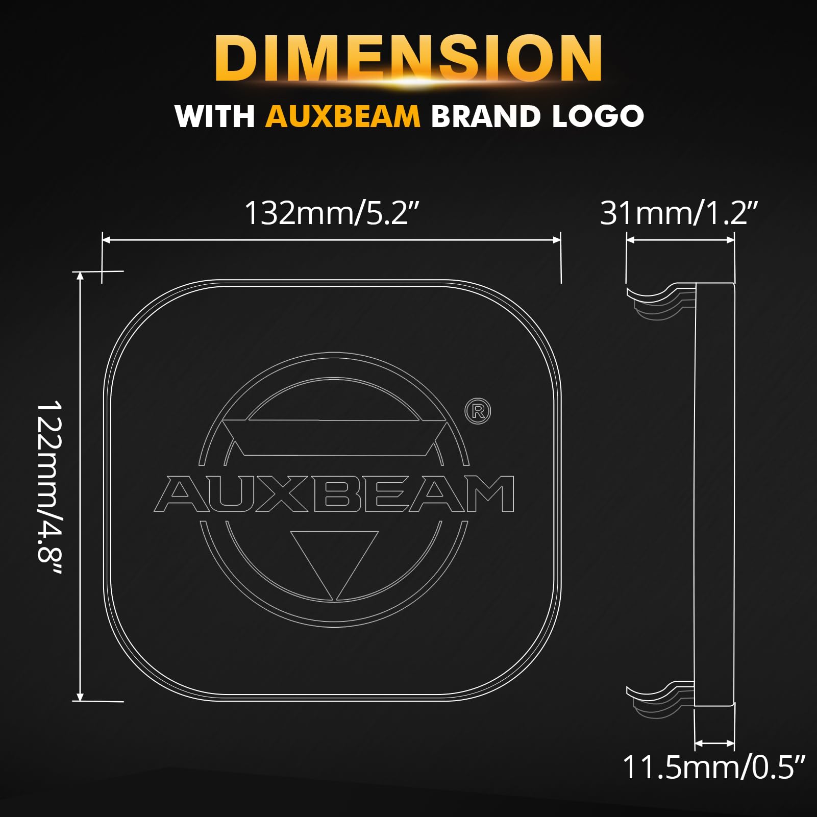 Auxbeam 5-Inch Black Cube Off-Road Light Covers - Protective Lens Cap for Square Light Pods, Light Bar Shades - Fits Trucks, Jeeps, Cars, Motorcycles, ATVs & UTVs (Pair) - Perfect for Off-Roading, Night Driving & Bumper/A-Pillar Protection