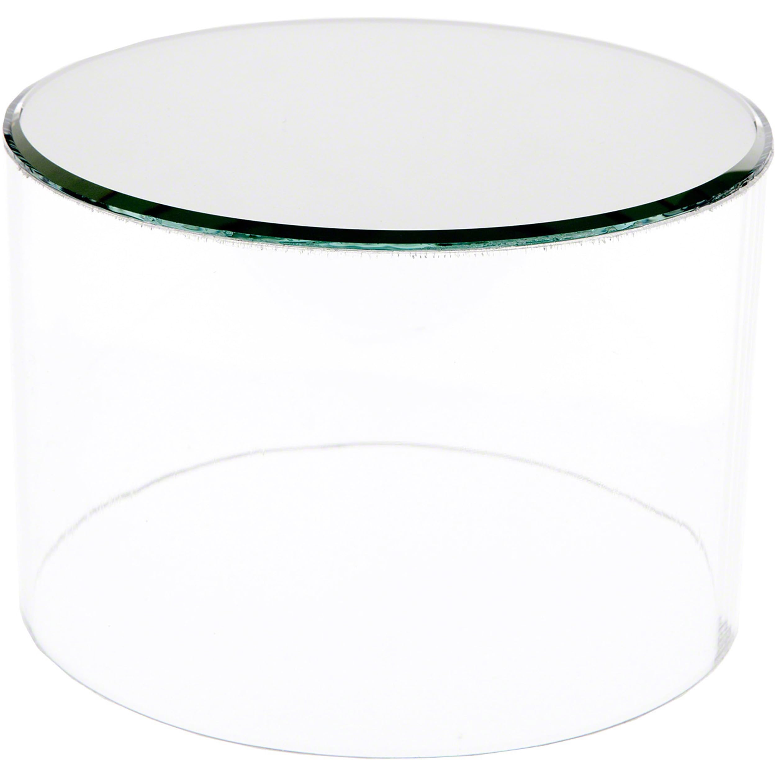 Plymor 3-Pack Clear Acrylic Cylinder Display Risers with Mirror Top - 2 Inch Height x 6 Inch Diameter - Perfect for Retail Displays, Jewelry Showcases & Cosmetic Counter Organization