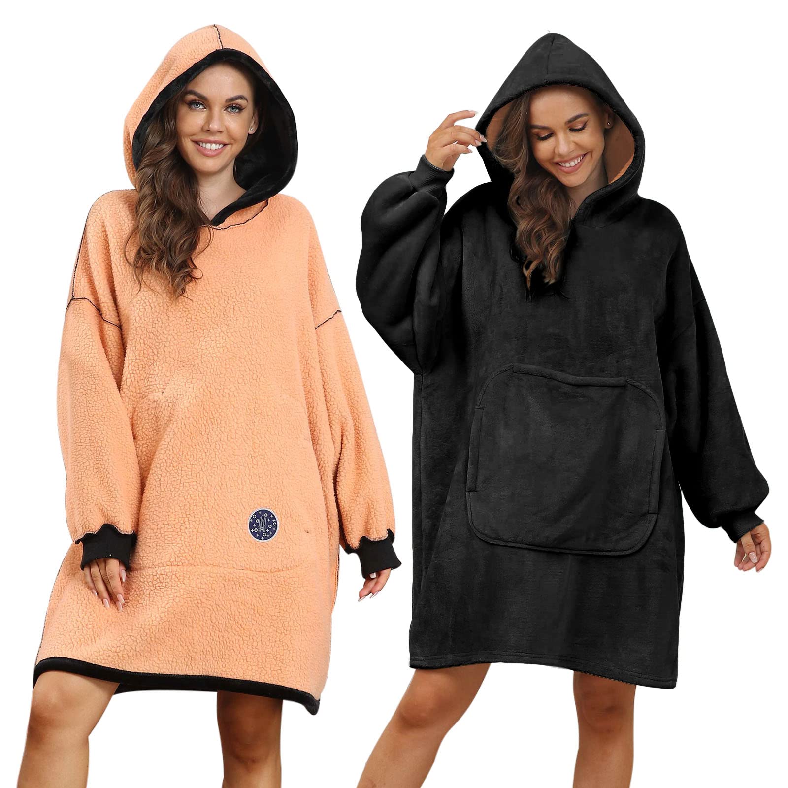 CareGabi Wearable Blanket Hoodie with Pocket - Reversible Sherpa Fleece Hooded Blanket for Women & Men - Perfect for Lounging, Camping & Cold Weather