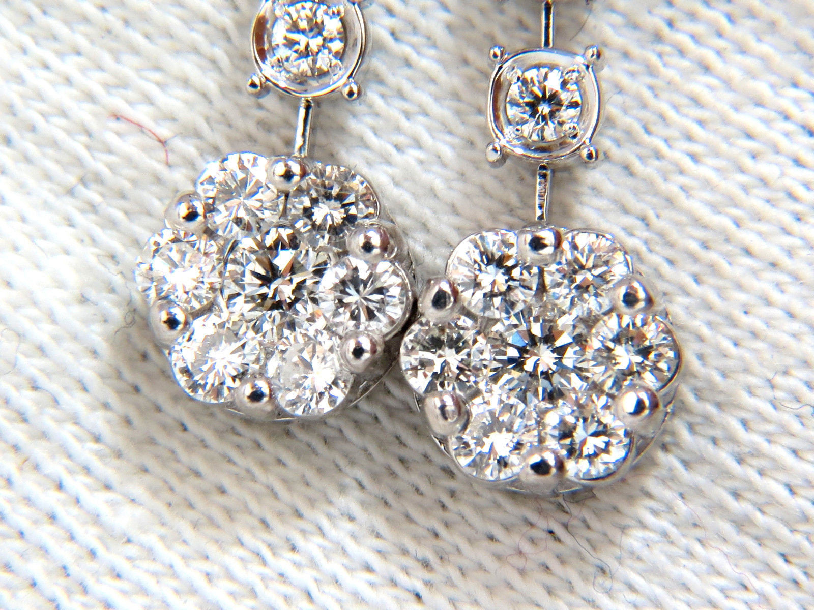 1.70ct Natural Round Diamond Floating Cluster Dangle Earrings with Omega Back - Perfect for Weddings, Parties & Special Occasions