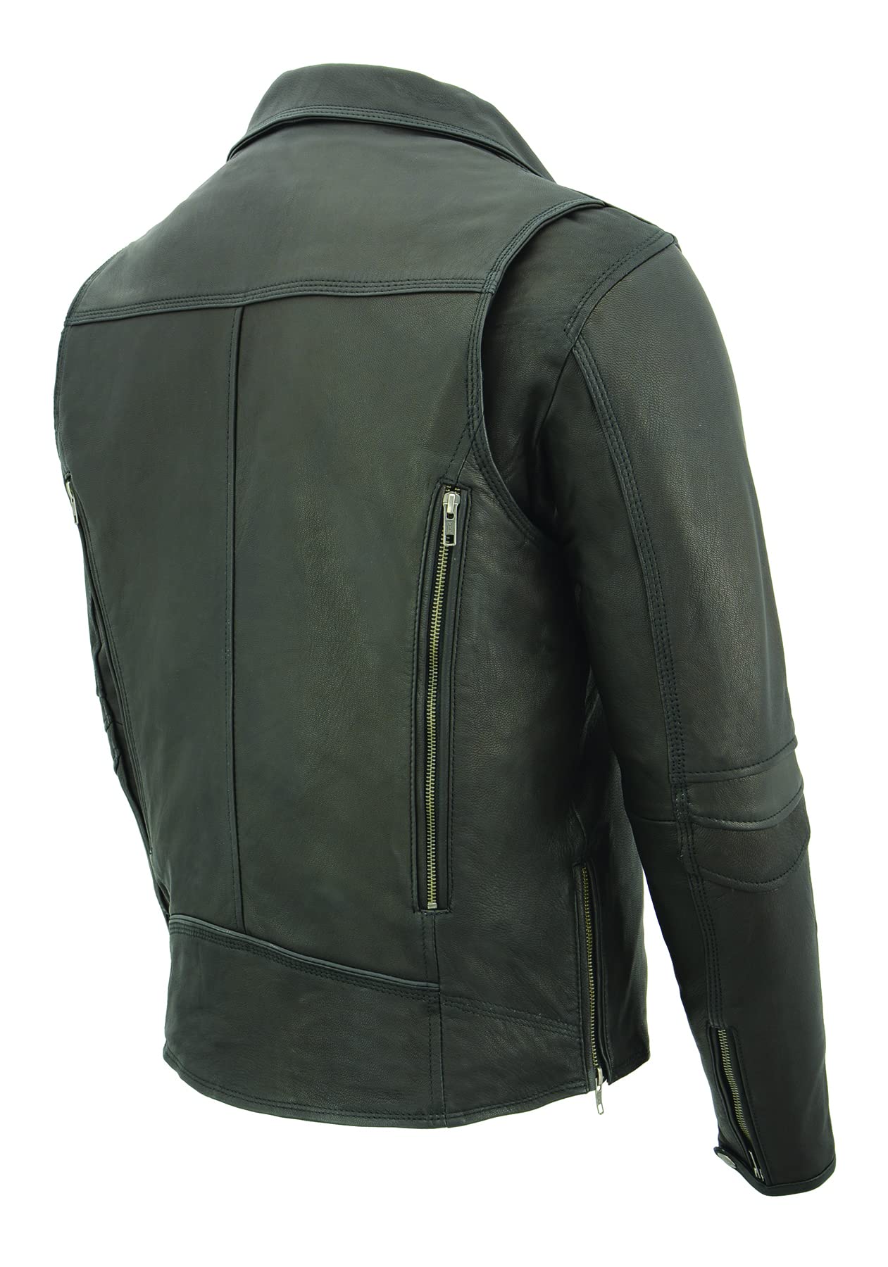 Milwaukee Leather Men's Triple Stitch Extra Long Beltless Biker Jacket - Black & Brown Colors | Motorcycle Riding, Casual Wear, Outdoor Adventure Jacket