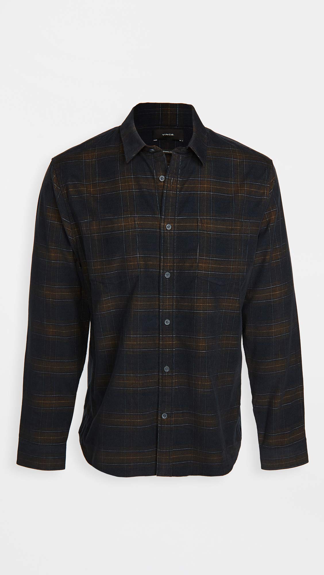 Vince Men's Corduroy Plaid Button-Down Shirt - Stylish Casual & Workwear for Fall & Winter Outfits