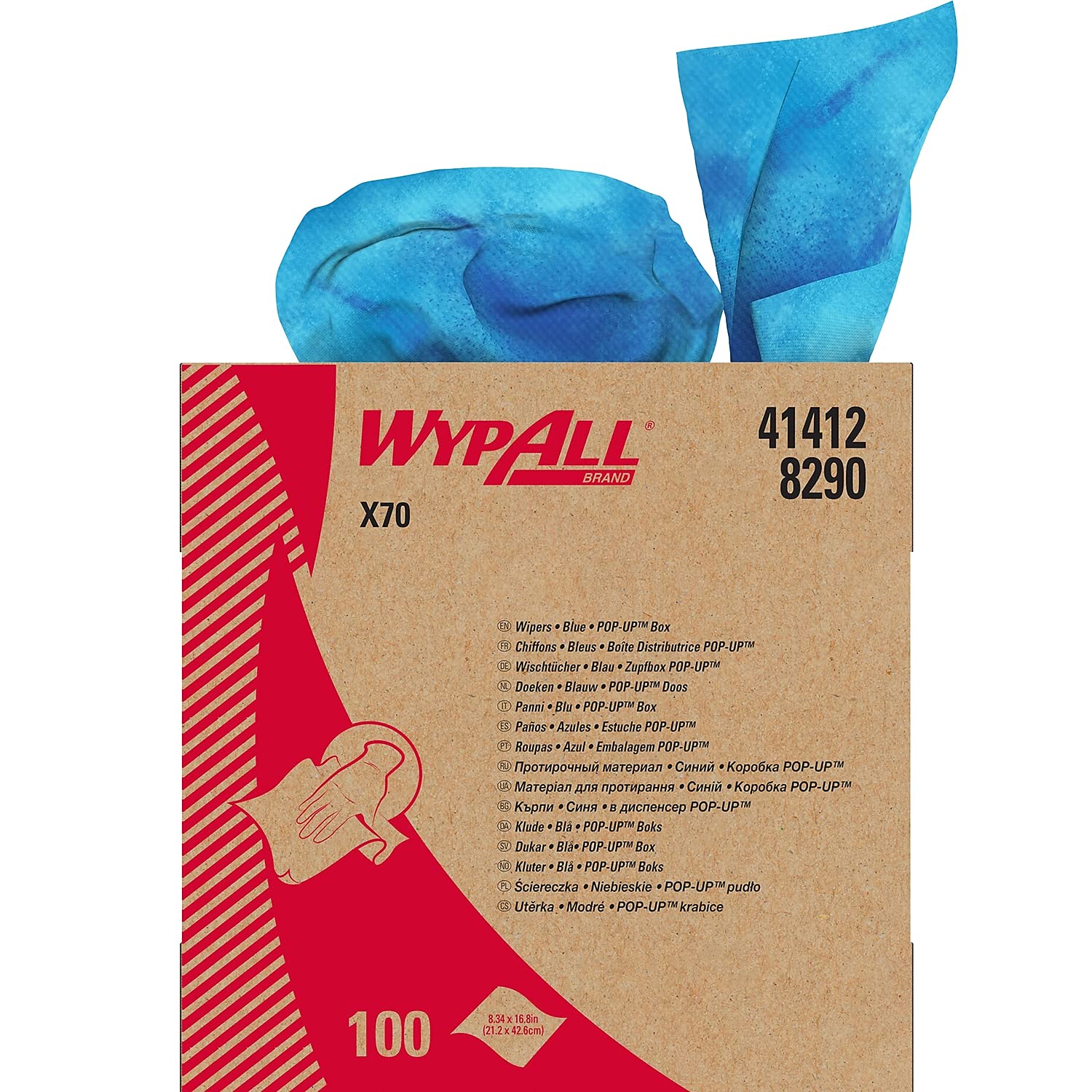 KCC41412 - Wypall X70 Workhorse Industrial Wipes | Pop-Up Box Dispenser | Heavy-Duty Cleaning Rags for Workshops, Garages & Manufacturing