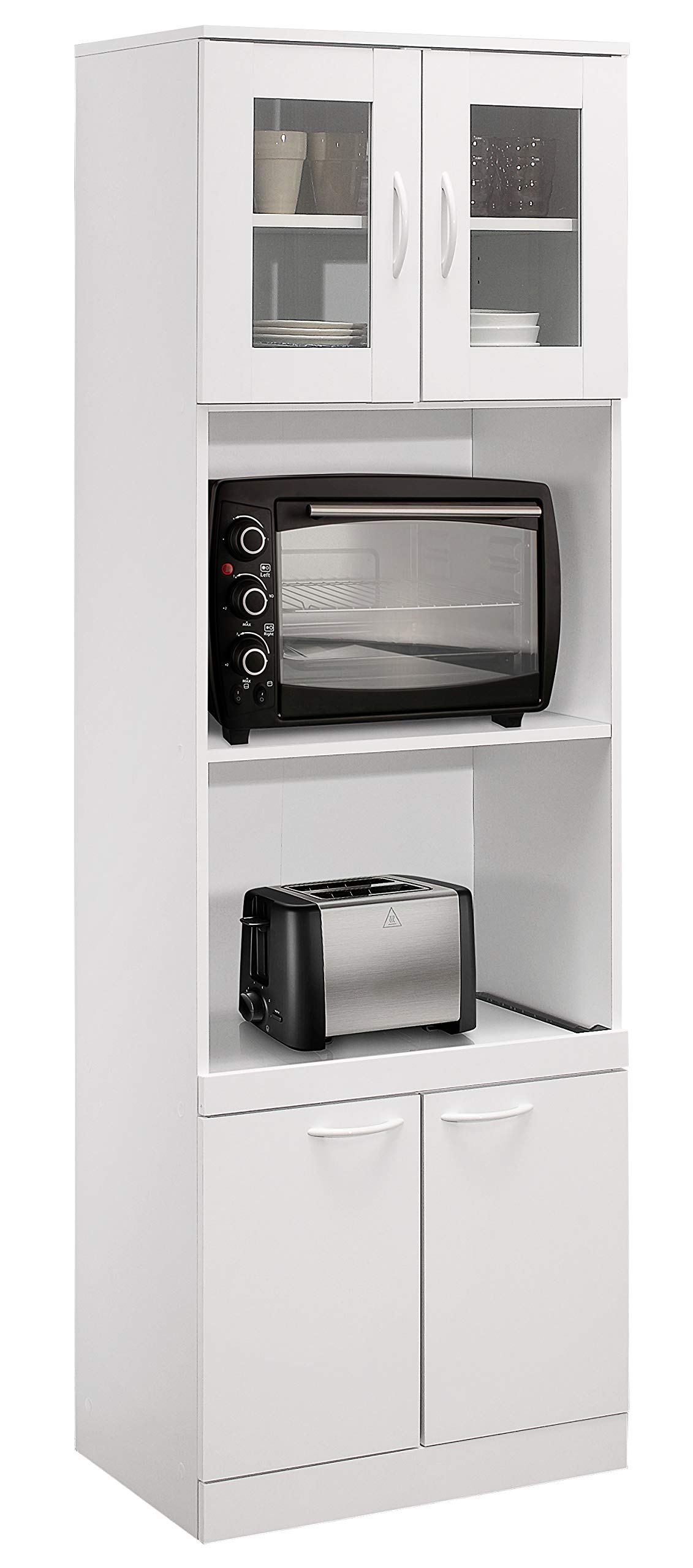 Kings Brand Furniture - Danbury Tall Kitchen Pantry Cabinet with Microwave Storage, White - Perfect for Small Kitchens & Apartment Living