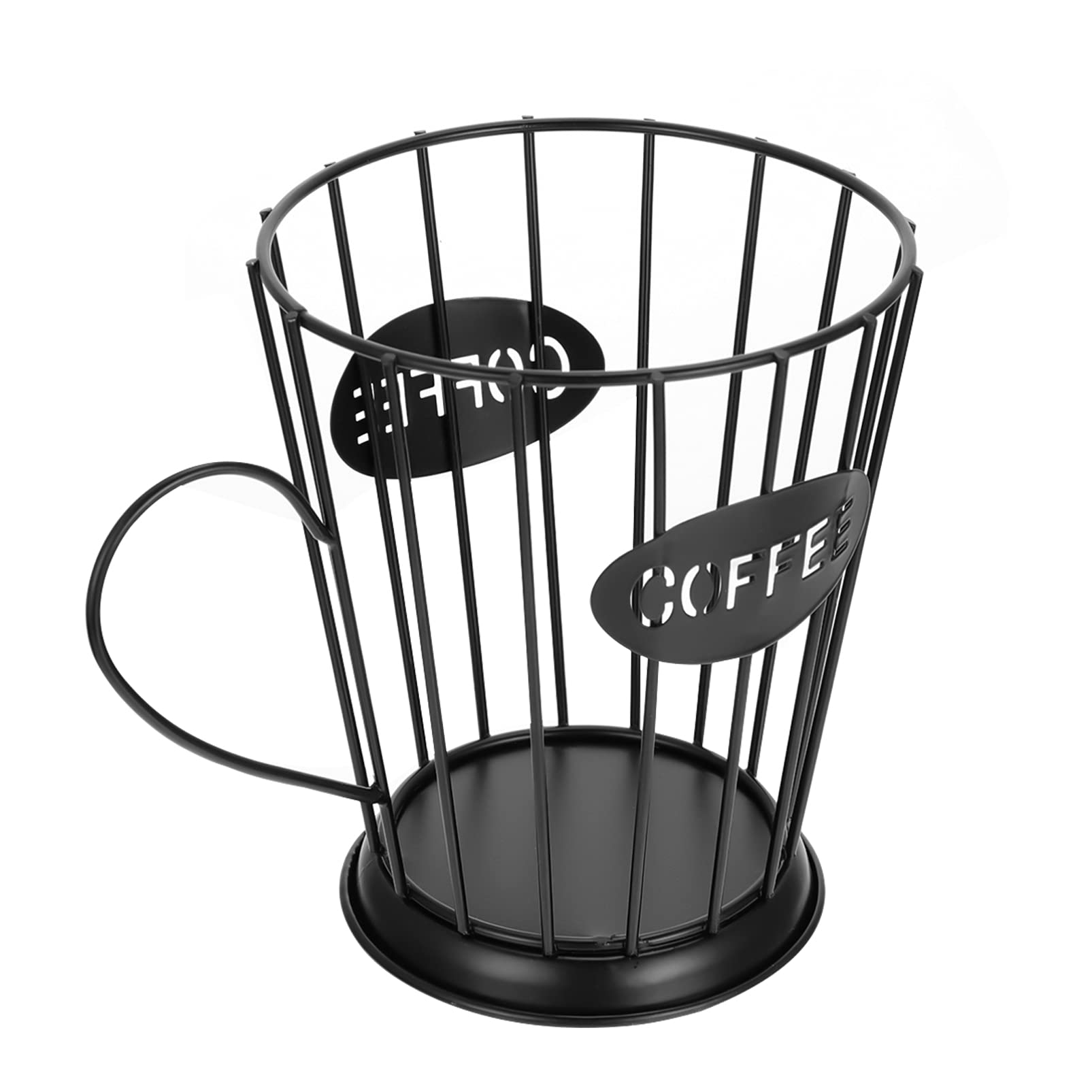 Iron Mug Shape Coffee Pod Holder & Organizer - Creamer Container, Espresso Basket for Home, Kitchen, Bar - Black Coffee Storage Solution for Keurig K-Cups & Nespresso Pods