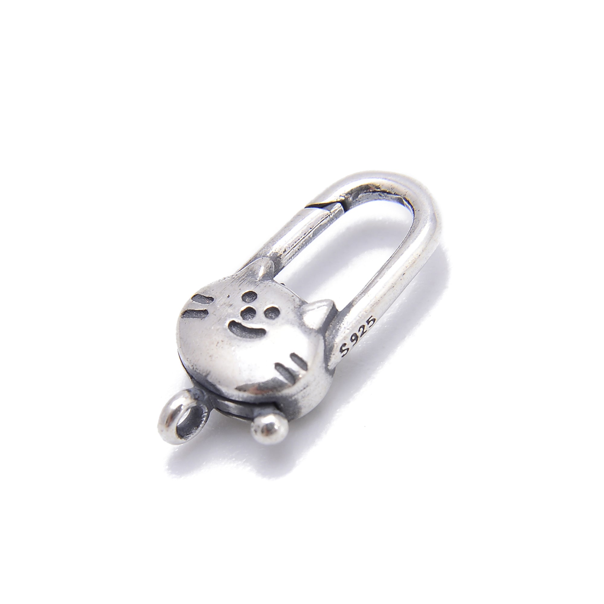 925 Sterling Silver Cat Head Clasp - Anti-Tarnish, Size 9x16.5mm (1 Piece) - Perfect for Jewelry Making, DIY Crafts, and Gift Giving