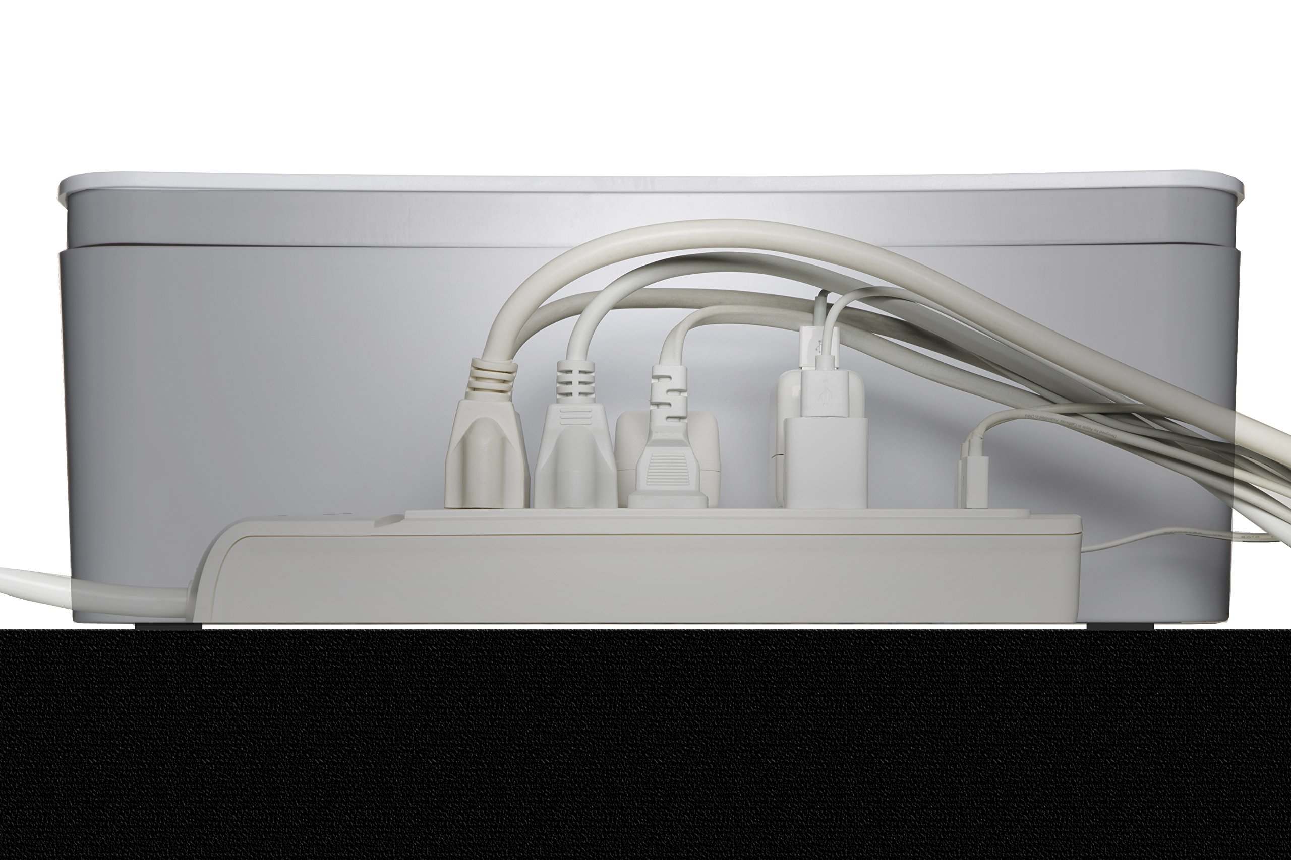 Extra Large Under Desk Cable Organizer Box - White Surge Protector Concealer for Neat Wire Management | Perfect for Home Office, Gaming Setup & Workspace Organization