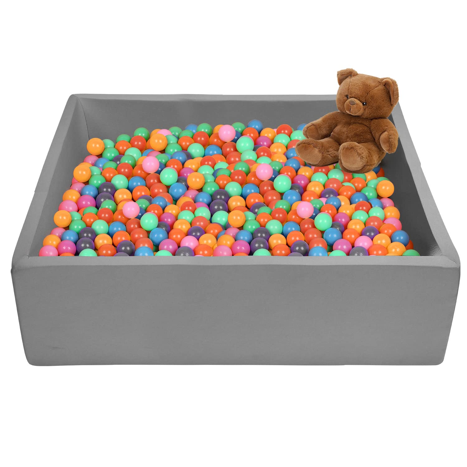 TRENDBOX Extra Large Ball Pit - 47.2x47.2x13.8in Foam Play Area for Toddlers & Kids (Balls Not Included) - Dark Gray | Indoor Playroom, Daycare, Birthday Party, Sensory Activity
