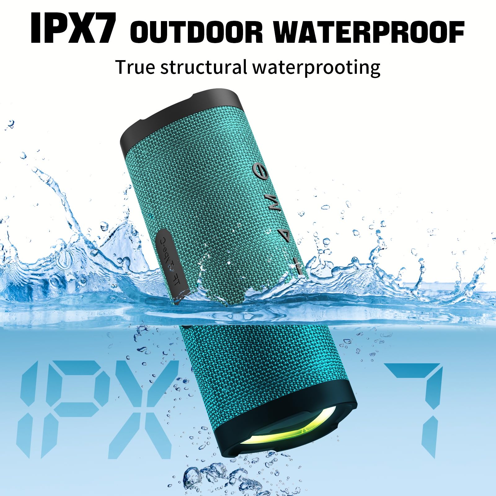 Vanzon V40 Portable Bluetooth Speaker - 24W Loud Stereo Sound, TWS Pairing, 24H Playtime, IPX7 Waterproof (Light Green) | Perfect for Outdoor Adventures, Pool Parties & Travel