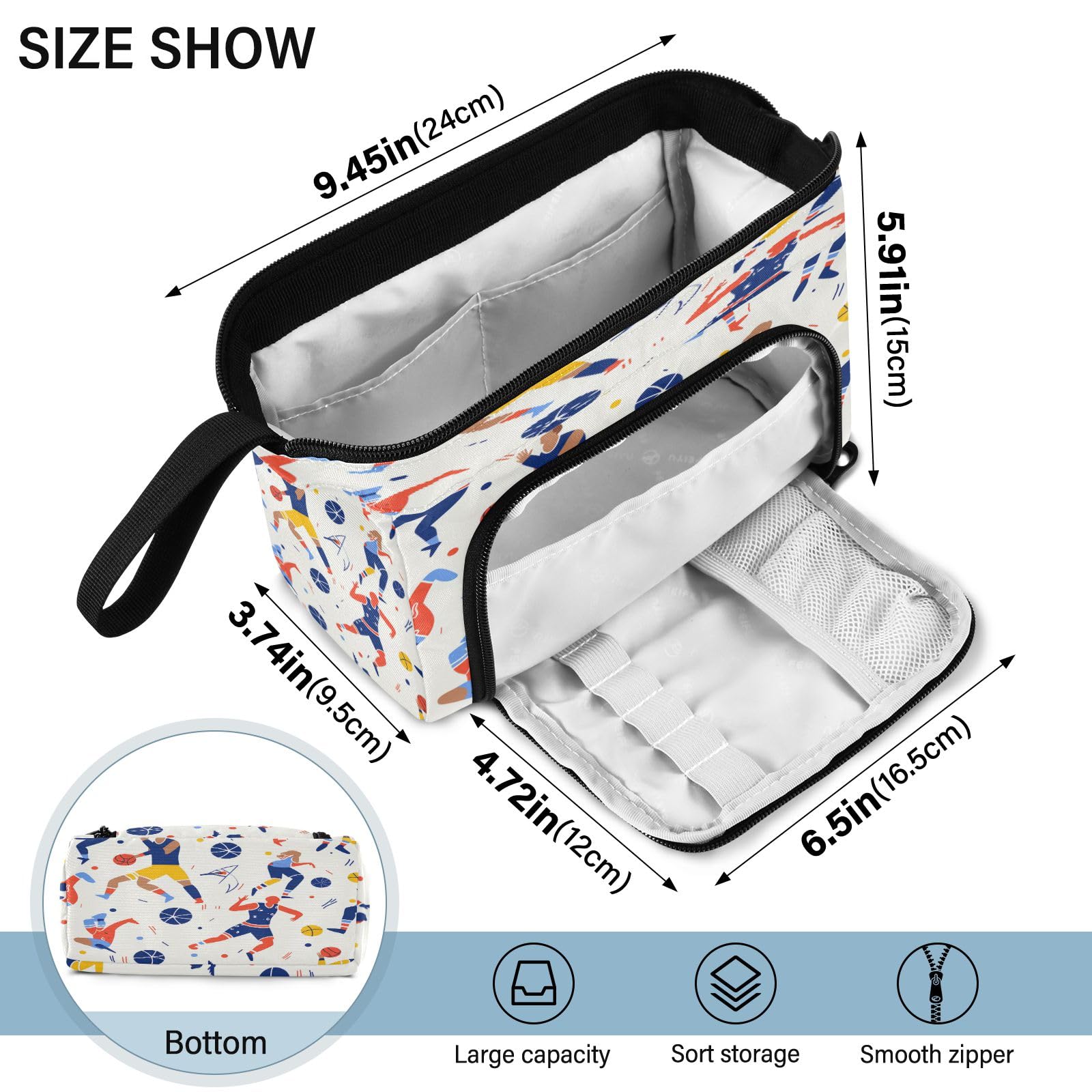 Large Capacity Sport Man Basketball Pencil Case - Durable Pencil Pouch & Stationery Organizer for School, Office, Work, Travel | Perfect for Students, Teachers, Professionals