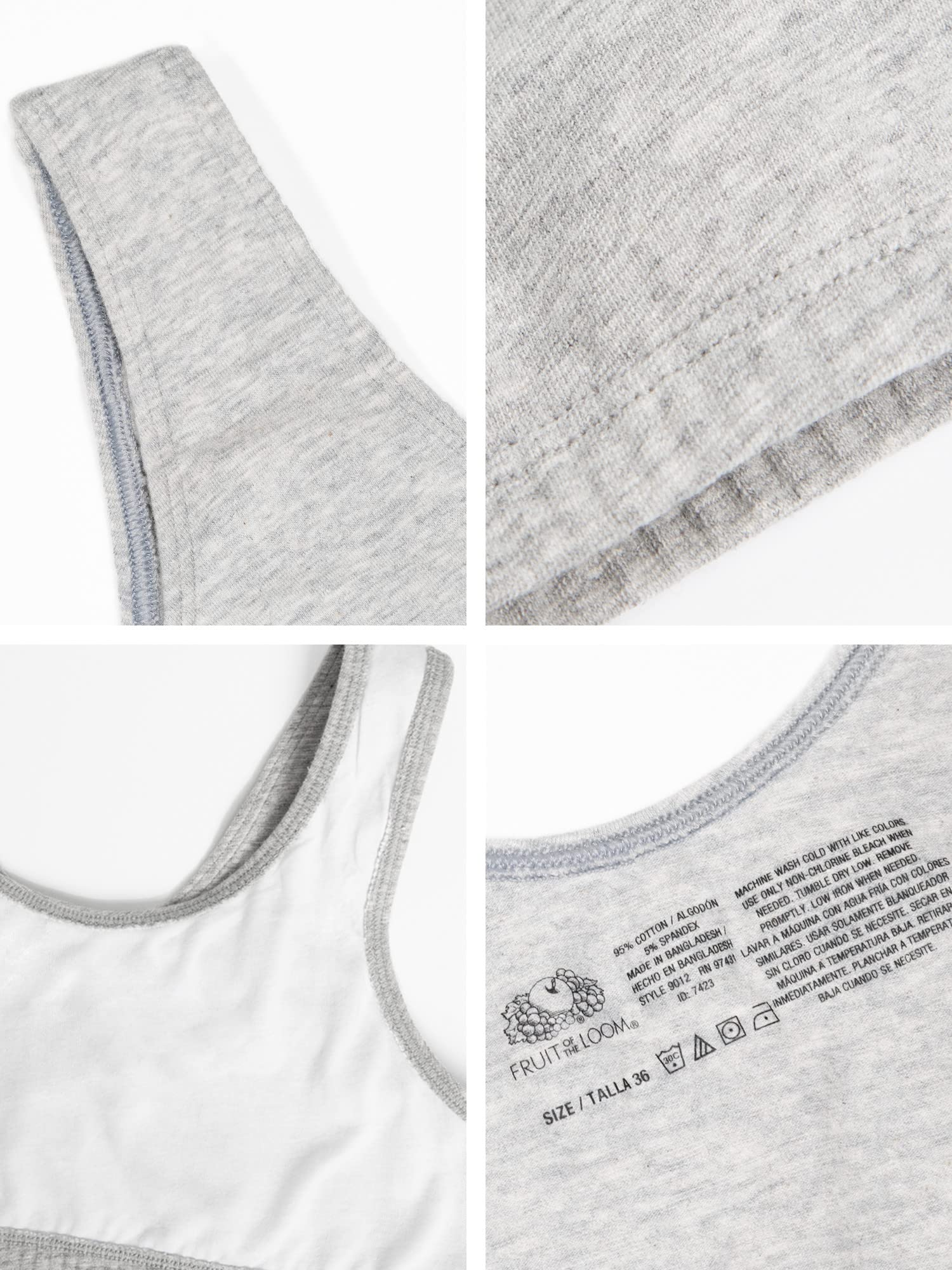 Fruit of the Loom Women's Cotton Tank Bra - Soft Comfortable Wirefree Bralette with Breathable Fabric for Everyday Wear, Yoga & Lounge
