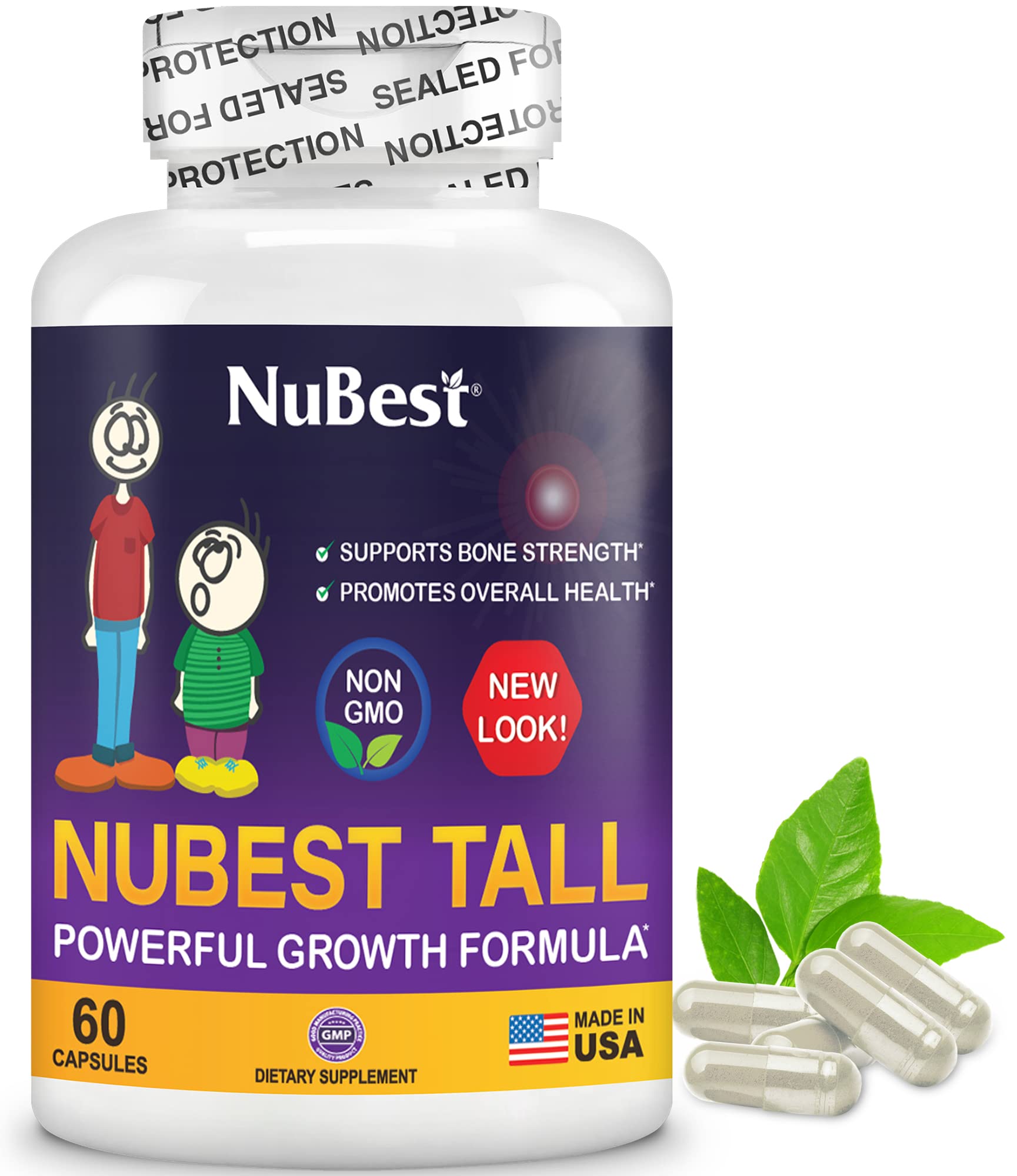 NuBest Tall Kids & Teens Height Growth Supplement - Calcium, Collagen & Herbs for Strong Bones, Immunity & Healthy Development - Ideal for Children 5+ Who Don't Drink Milk Daily - 2 Pack (2 Months Supply) - Perfect for School-Age Growth Support & Active Lifestyles