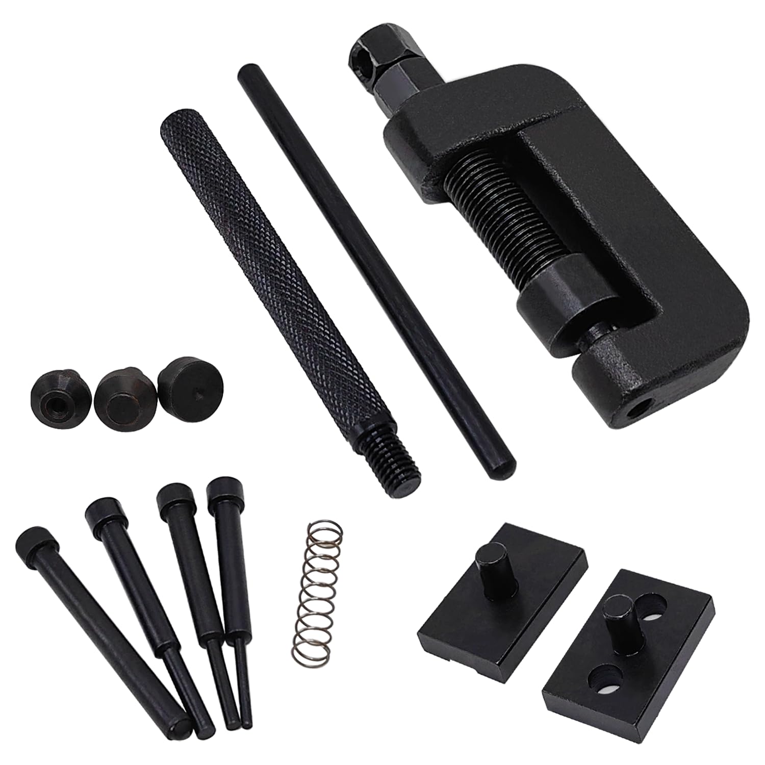 13PCS Heavy Duty Chain Breaker Tool Kit with Rivet & Roller Chain Link Remover - Motorcycle, Bike, ATV Chain Maintenance Set for Professional Repair & DIY Projects