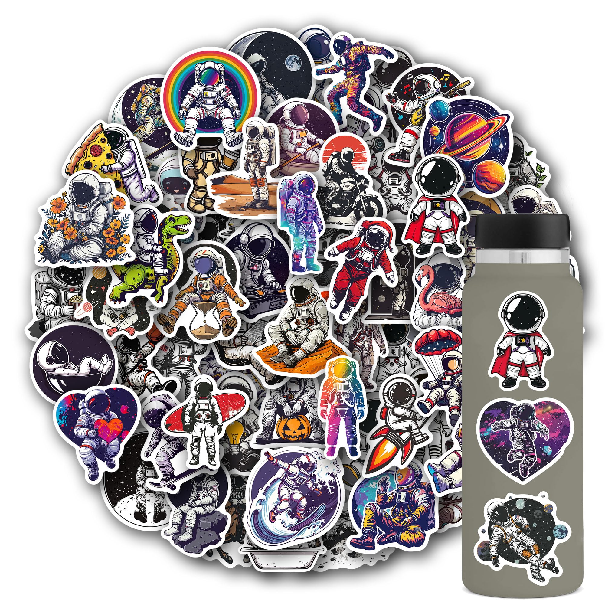 102 Pack Cute Astronaut Stickers for Kids - Space Theme Vinyl Waterproof Decals for Water Bottles, Laptops, Notebooks - Perfect for School Supplies, Party Favors & Space Decorations (Galaxy, Planets, Rockets)