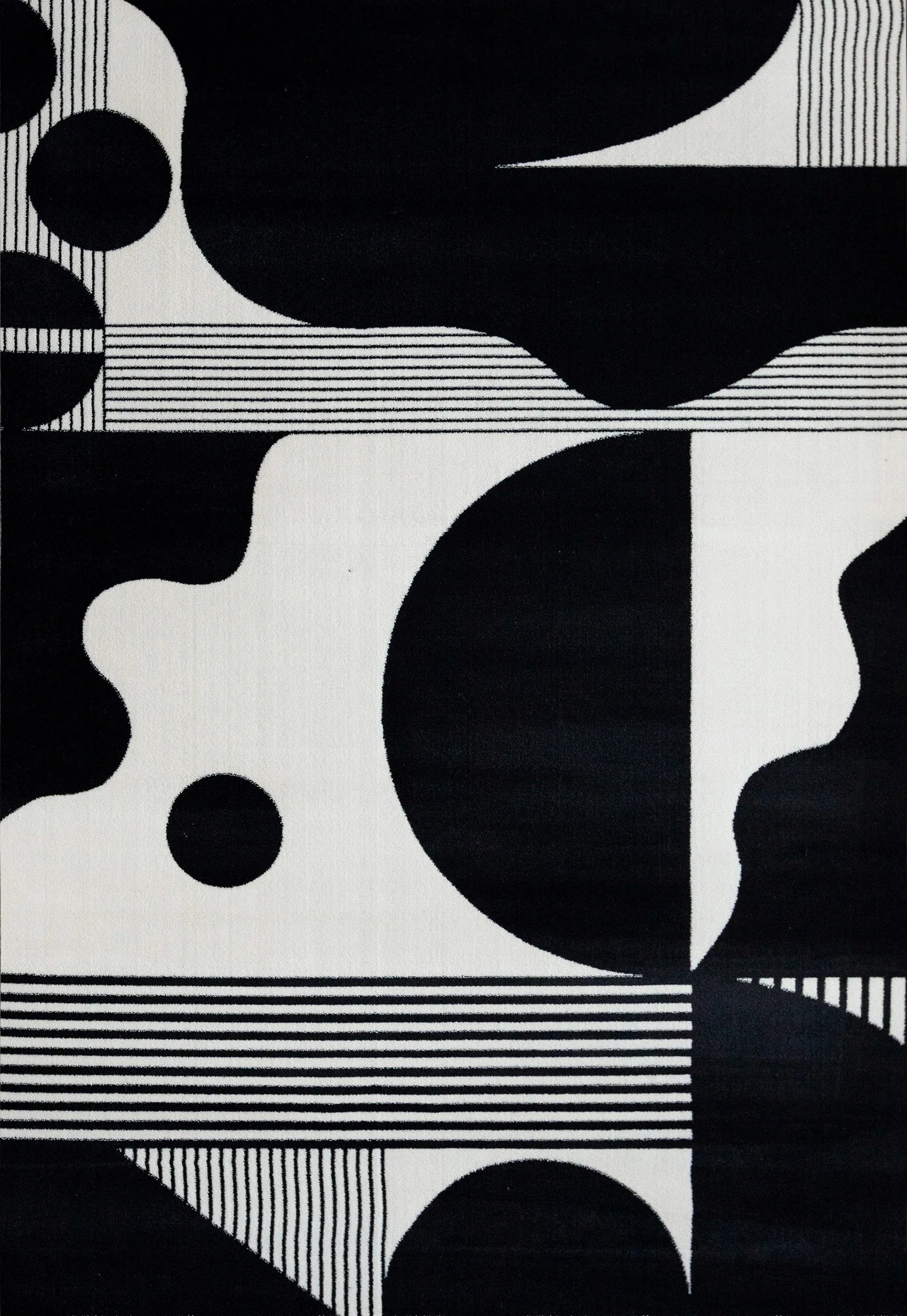 Modern Black & White Tufted High Pile Area Rug with 3D Relief Design - Soft Plush Living Room Carpet for Bedroom, Nursery & Home Decor