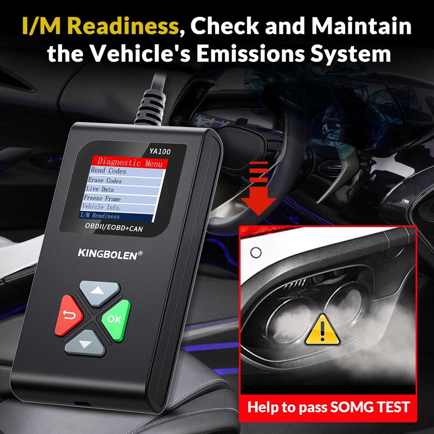 KINGBOLEN YA100 Auto OBD2 Scanner - Professional Car Diagnostic Tool for Engine & Exhaust Inspection | Perfect for Mechanics & DIY Car Maintenance