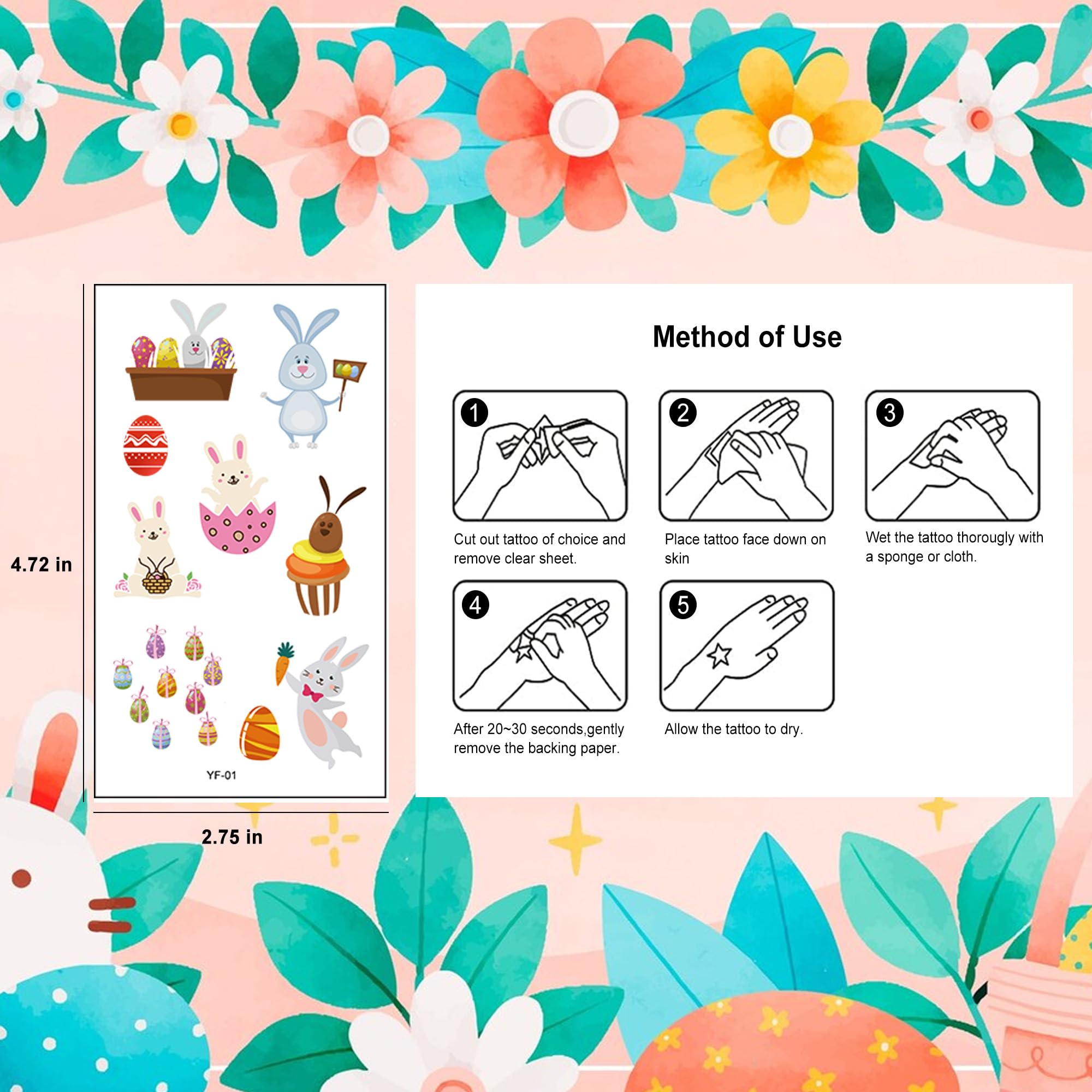 Glow in The Dark Easter Basket Stuffer Temporary Tattoos for Kids & Adults - Fun Easter Party Favors, Egg Hunt Decorations & Holiday Celebration Supplies - Perfect for Easter Events, Birthday Parties & Family Gatherings