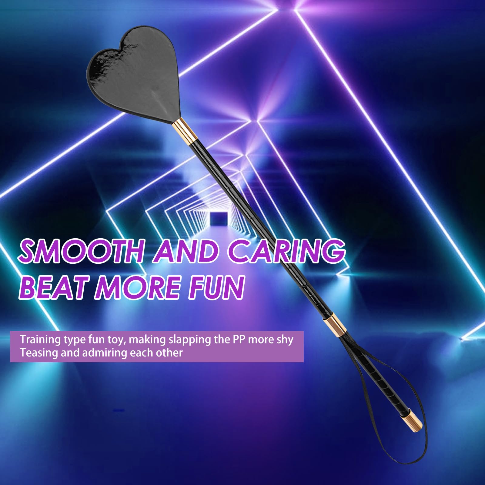 Premium PU Leather BDSM Spanking Paddle & Flogger - Adult SM Toy for Couples, Bondage, Restraint & Role Play - Perfect for BDSM, Cosplay & Sensual Play (Love-Black)