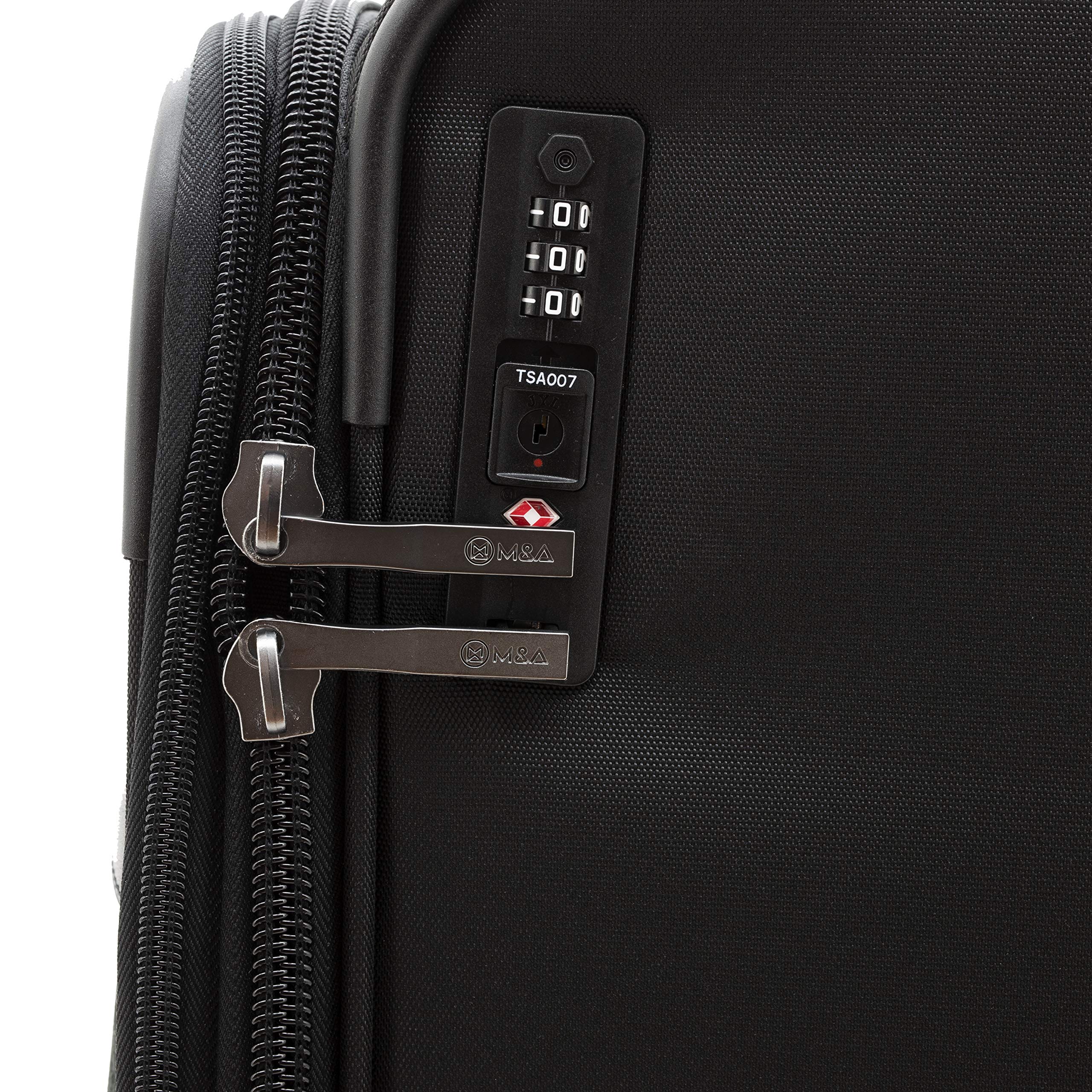 M&A Encore Wide Trolley Spinner Luggage with TSA Lock - 2-Piece Set (20/28 Inch) - Black - Lightweight Expandable Suitcase for Business Travel & Vacation - Perfect for Airplane Carry-On & Checked Baggage