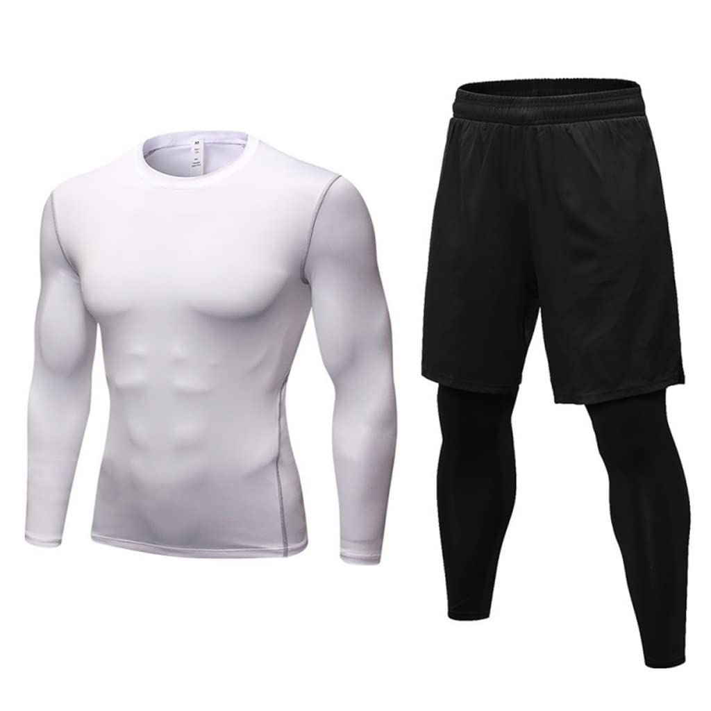 Men's Compression Sports Suit - Gym Fitness Workout Jogging Running Tracksuit Set - Breathable Moisture-Wicking Activewear for Training & Exercise (Color: D, Size: M) - Perfect for Gym, Running, Yoga & Outdoor Sports