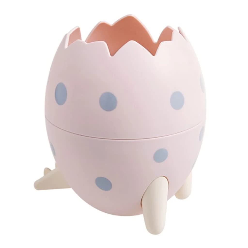 Adorable Round Dinosaur Egg Plastic Pen Holder - Cute Pencil Organizer & Desk Storage Container (Pink) - Perfect for School, Office & Kids Room Organization