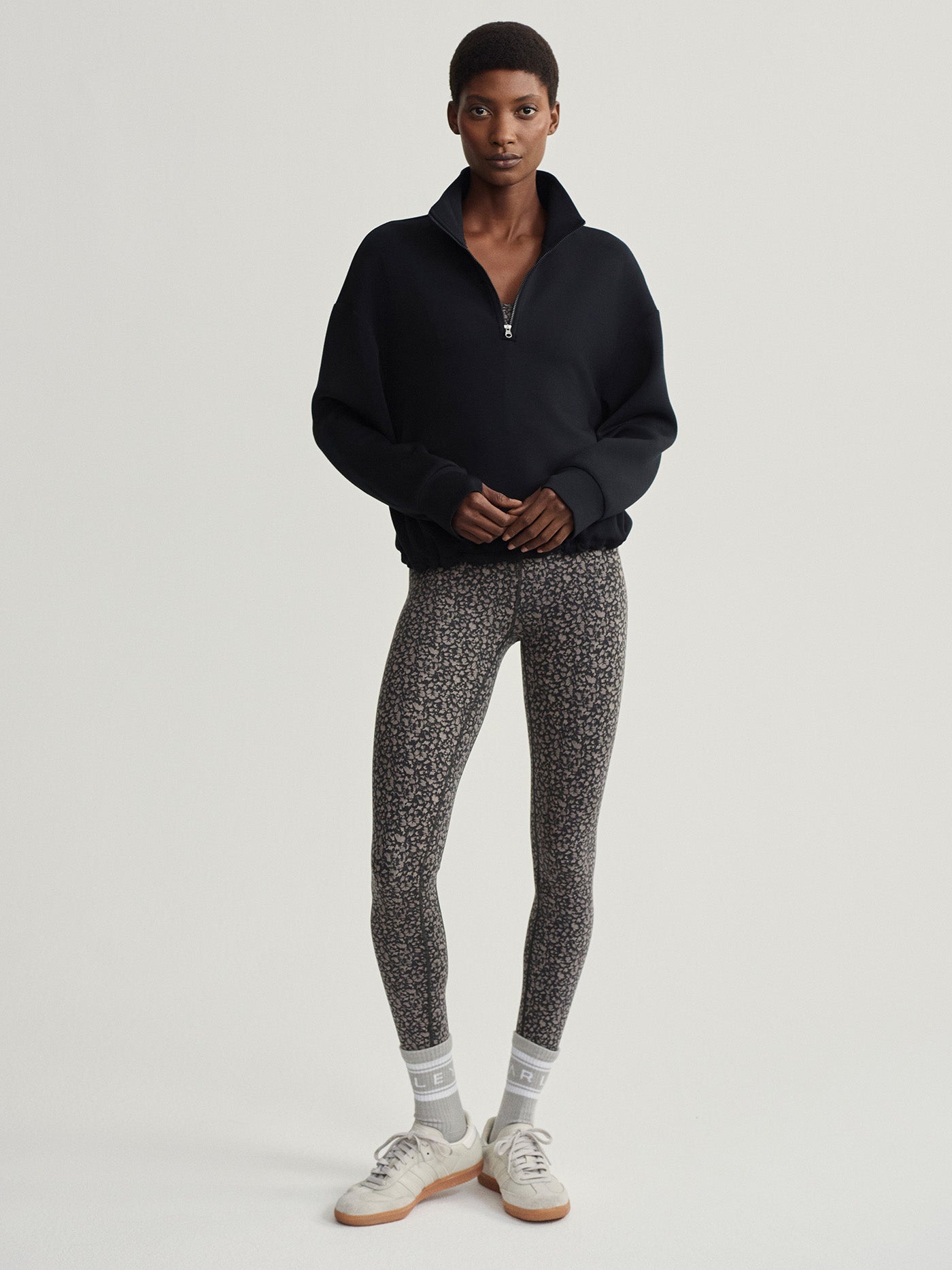 Varley Sian Cropped Half Zip Midlayer Fleece Jacket for Women - Black | Lightweight Warm Layering for Hiking, Running & Outdoor Activities