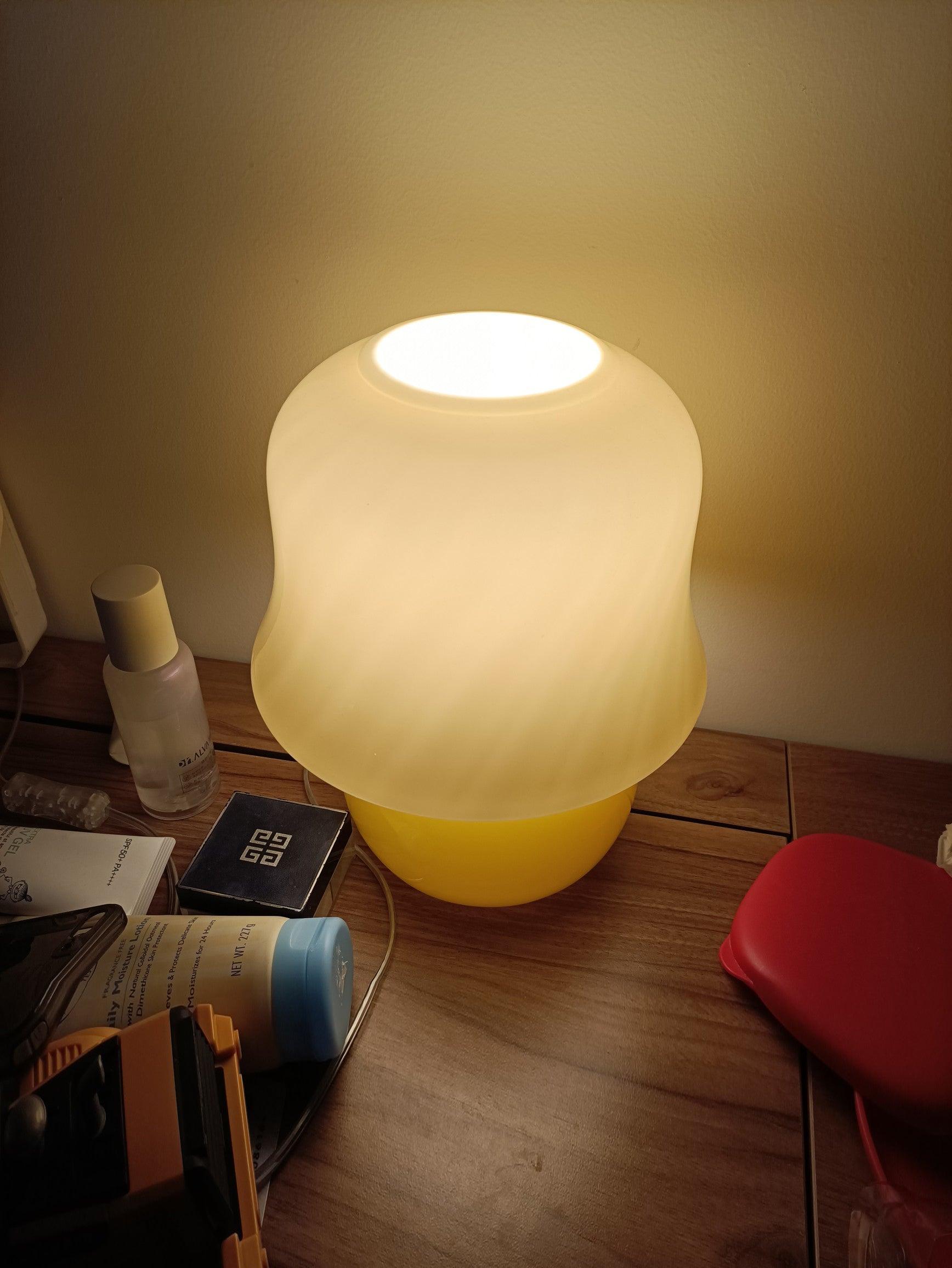 Creamy Mushroom Table Lamp - Soft Glow Night Light for Bedroom, Nursery, Living Room - Modern Decorative Lighting for Cozy Ambiance