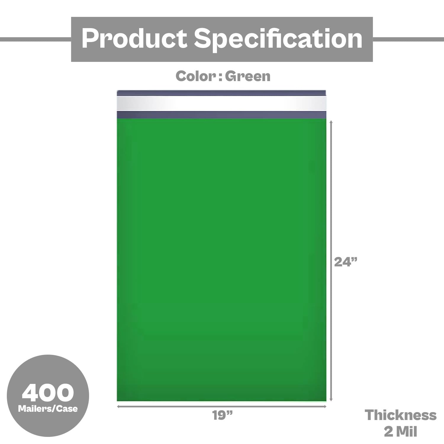 PSBM 19x24 Inch Green Poly Mailers - 400 Pack, Self-Sealing Shipping Envelopes with Peel & Seal Adhesive | Perfect for Ecommerce, Subscription Boxes & Small Business Shipping