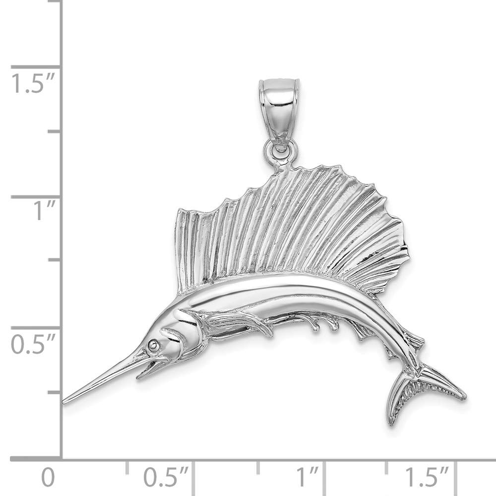 Jewels By Lux 14K White Gold White Sailfish High Polish Pendant Necklace - Elegant Marine-Themed Jewelry for Women, Perfect Gift for Birthdays, Anniversaries & Special Occasions
