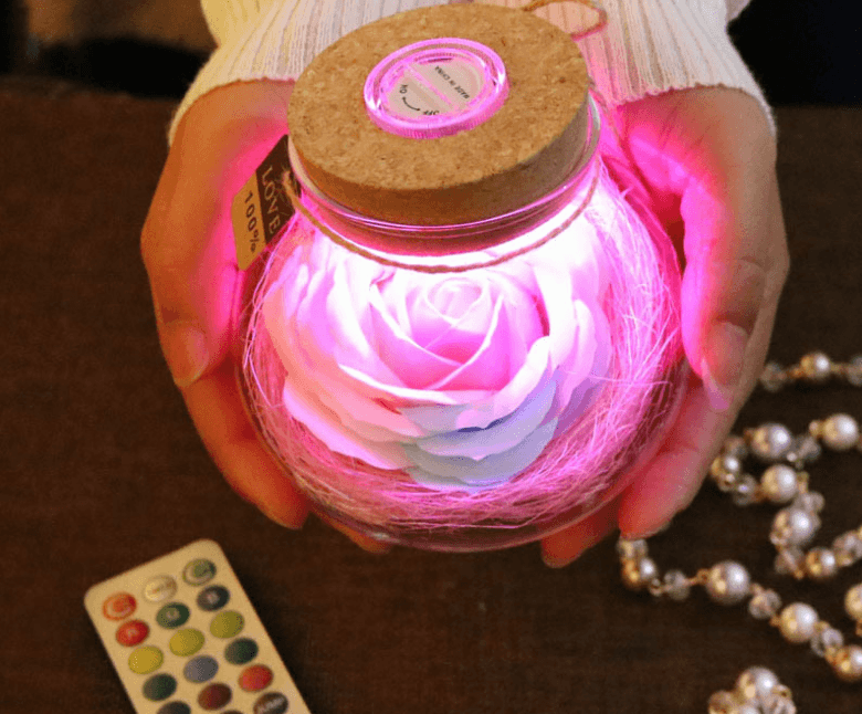 Romantic Illuminated Rose Light with Remote Control - Perfect for Valentine's Day Gifts, Wedding Decor, and Bedroom Night Light