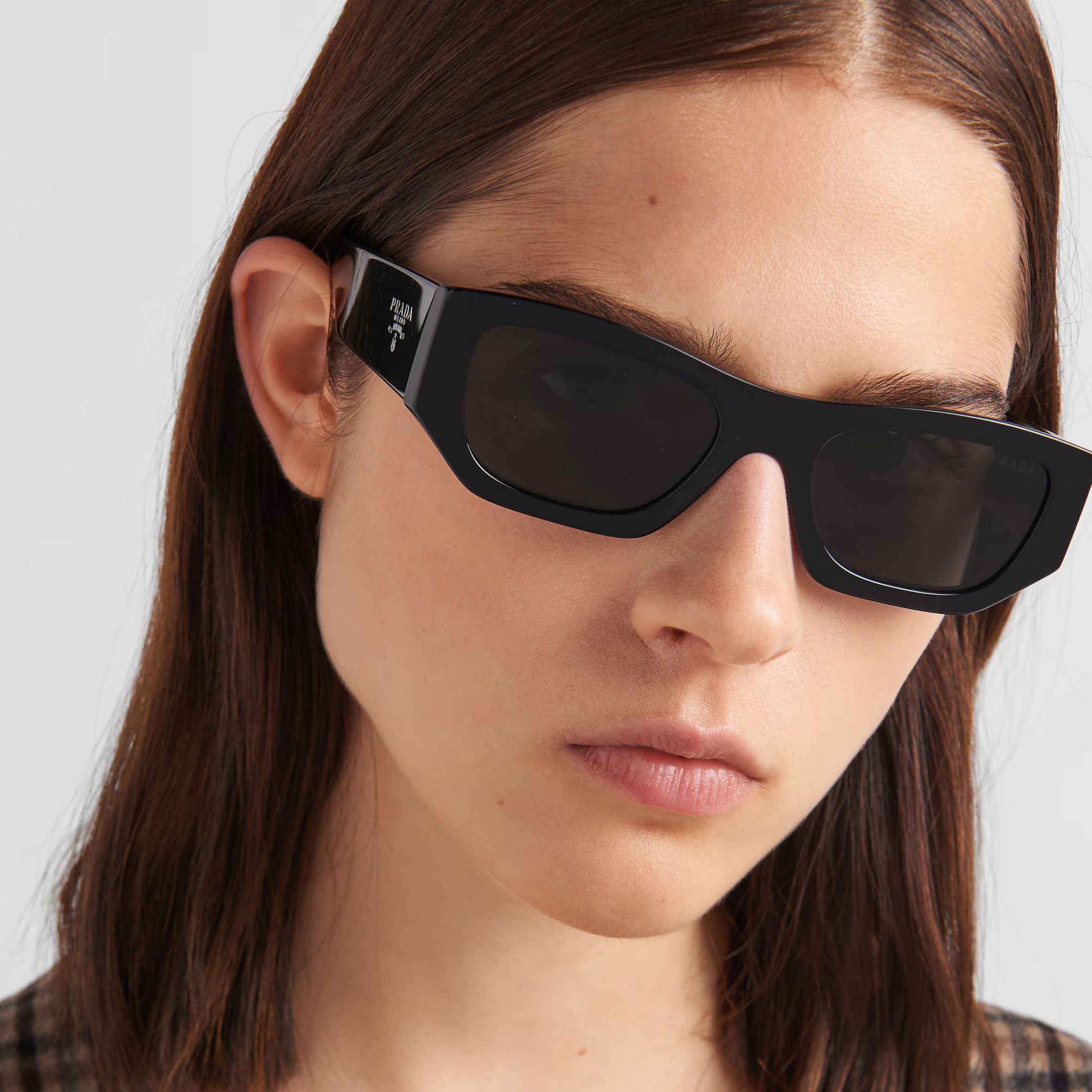 PRADA PRA01S Black Rectangle Sunglasses for Women & Men – Stylish UV Protection Shades for Outdoor, Driving & Fashion