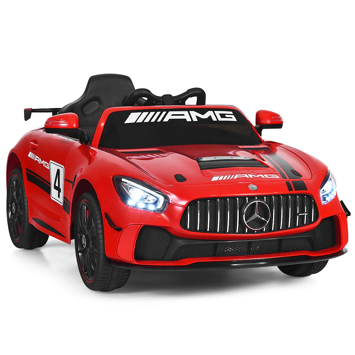HONEY JOY 12V Kids Ride On Car with Parent Remote Control - Battery Powered Electric Toy Car with 2 Speeds, Swing Function & Opening Doors - Perfect for Indoor & Outdoor Play (Red)