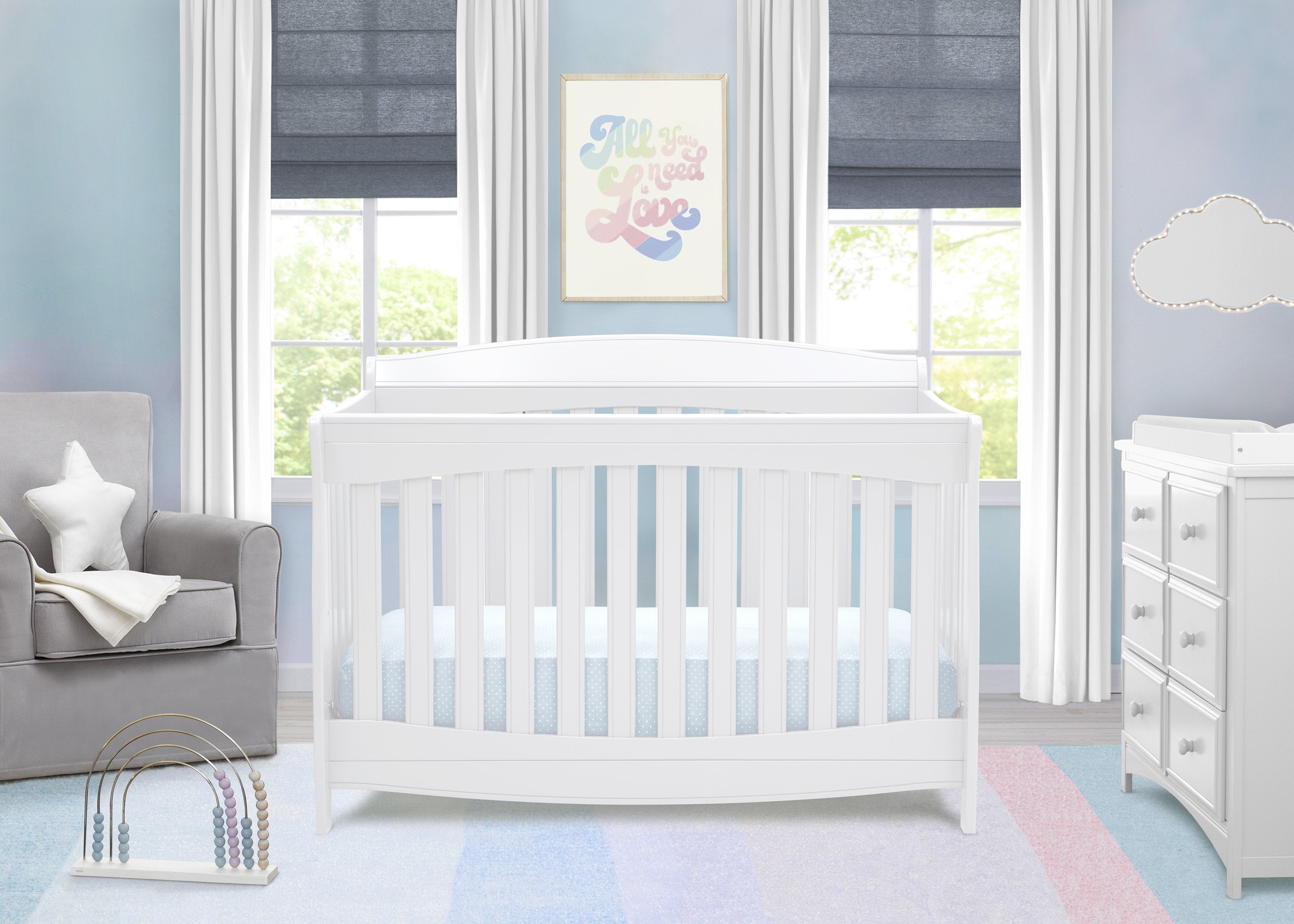 Colton 6-in-1 Convertible Baby Crib - Toddler Bed, Daybed & Full-Size Bed - Safe Nursery Furniture for Newborn to Teen - Perfect for Modern Nurseries & Kids' Bedrooms