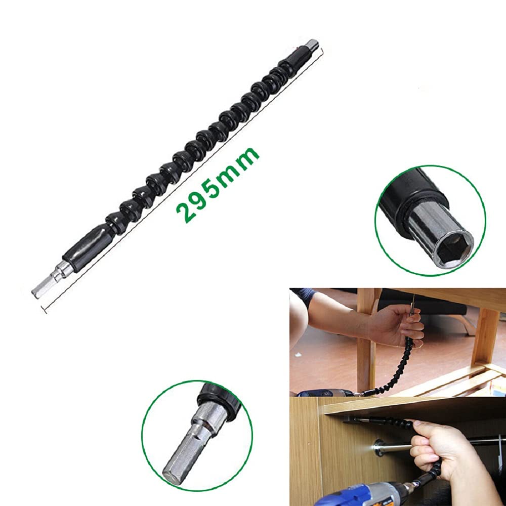 5Pcs 295mm Flexible Drill Bit Extension Set - Screwdriver Bits for Tight Spaces & Hard-to-Reach Areas - Perfect for DIY, Home Repair, and Automotive Work