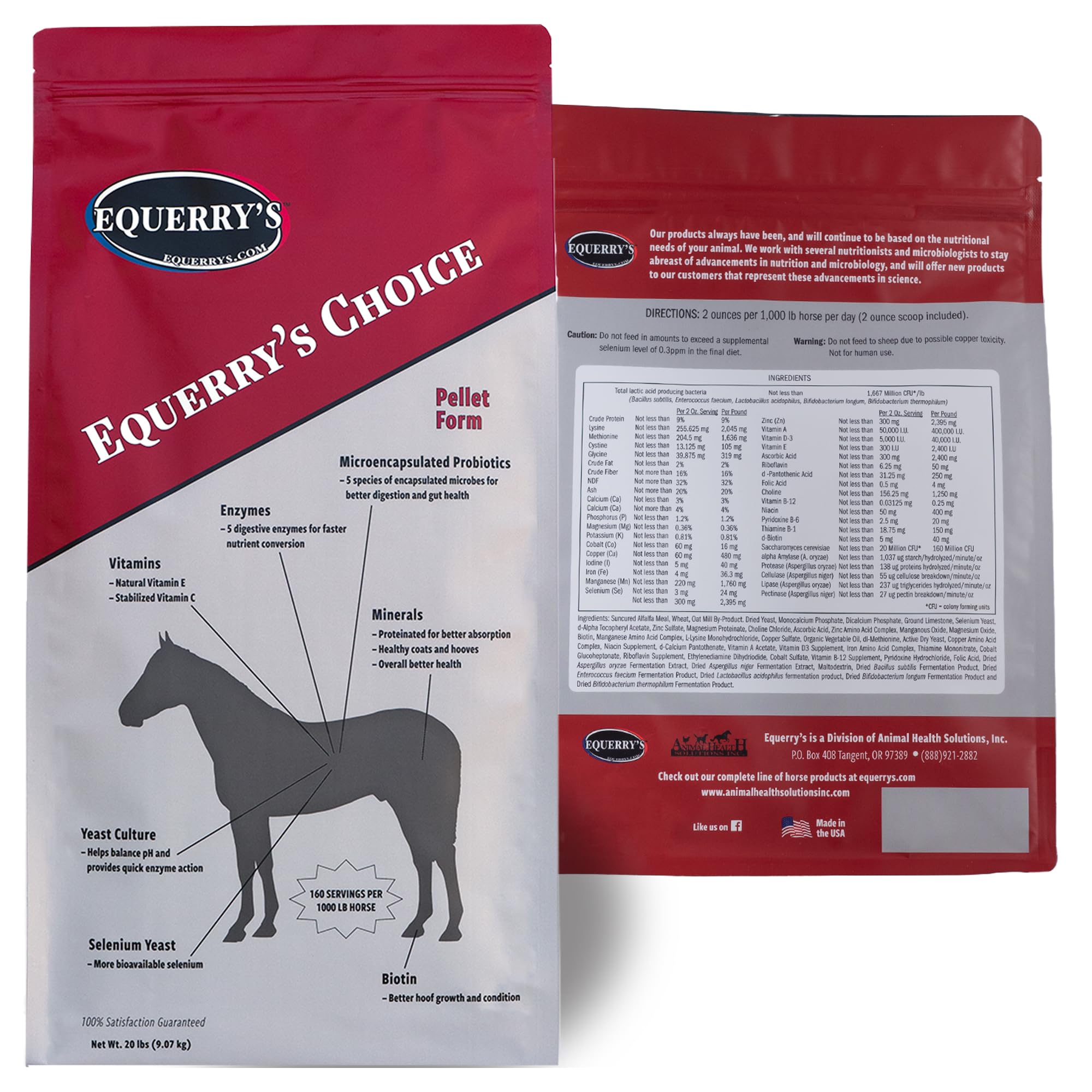 Equerry's Choice Premium Horse Pellets - Complete Nutritional Supplement with Digestive Enzymes & Chelated Vitamins for Optimal Equine Health | 20 lb Bag | Ideal for Performance Horses, Senior Horses & Digestive Support