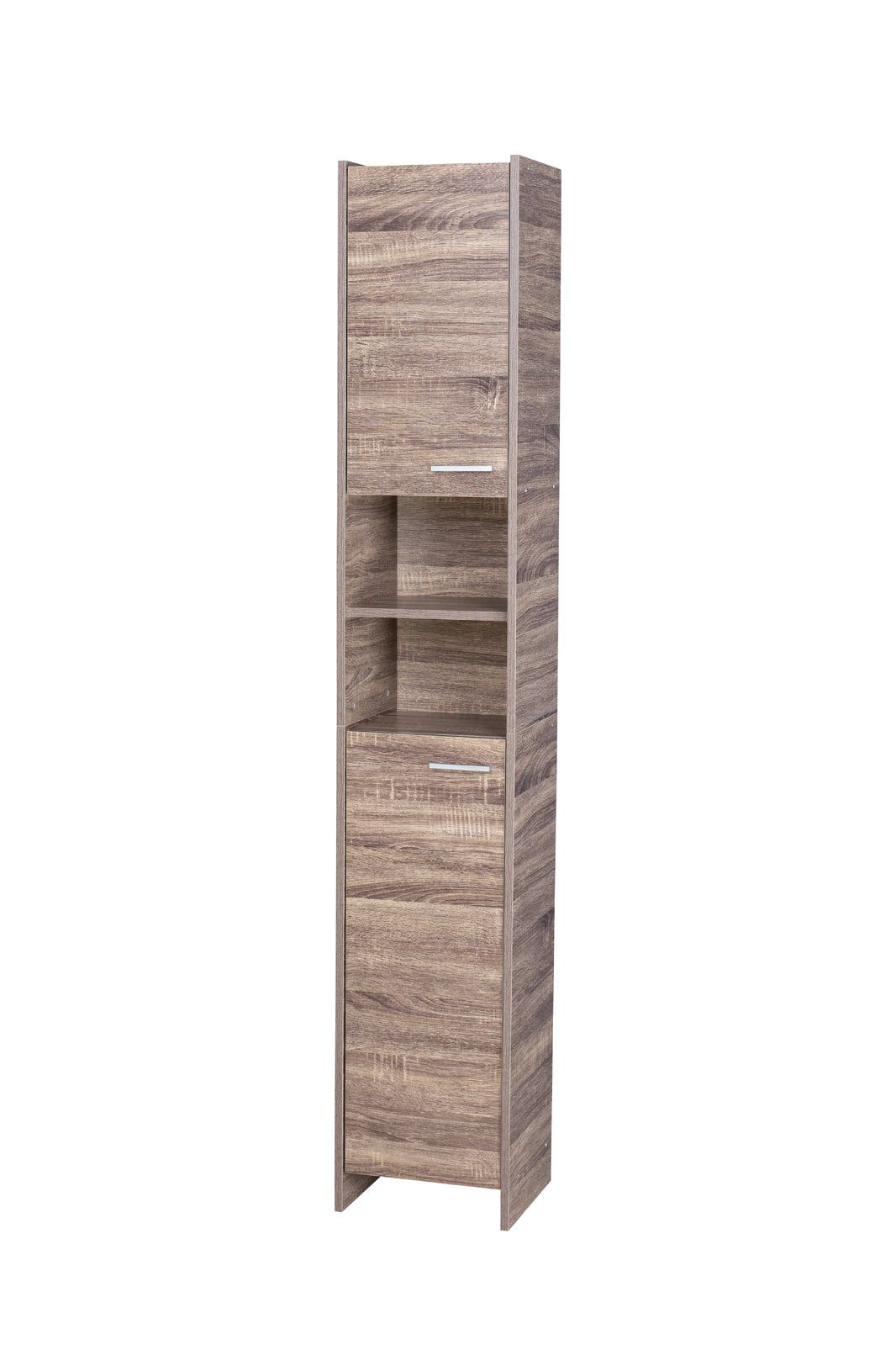 Alto Bathroom Tallboy Narrow High Cabinet with 2 Doors & 2 Shelves - Walnut Finish | Space-Saving Storage for Towels, Toiletries & Bathroom Essentials