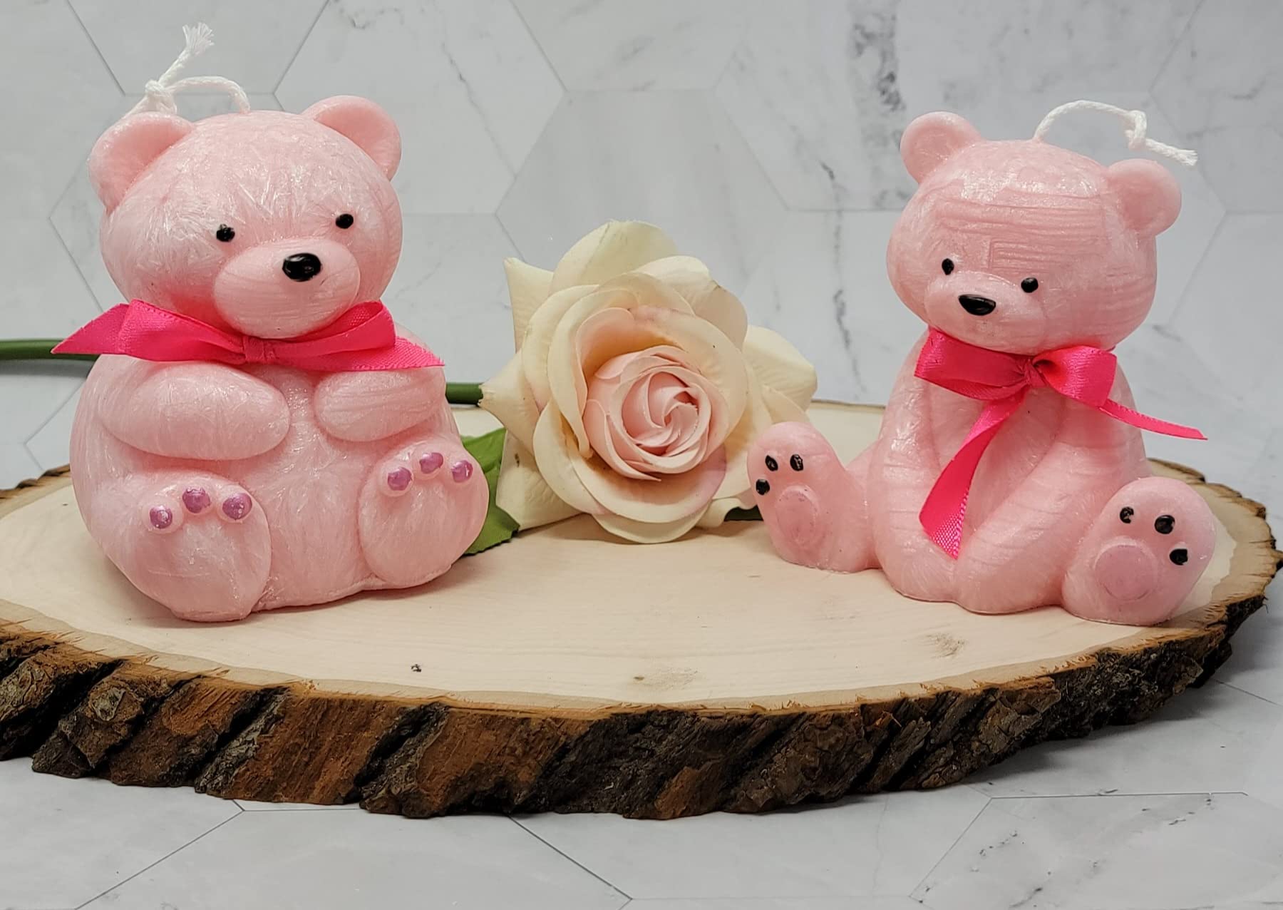 Teddy Bear Candles Set of 2 - Blue Scented Soy Wax Candles for Home Decor, Birthday Gifts & Romantic Ambiance