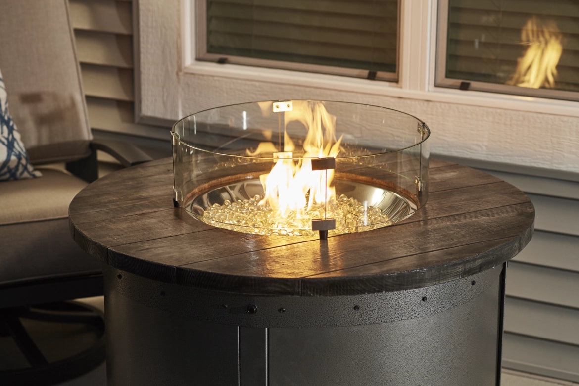 The Outdoor Greatroom Company Edison Round Gas Fire Pit Table - Outdoor Patio Heater for Backyard, Deck, and Garden - Perfect for Entertaining and Relaxing