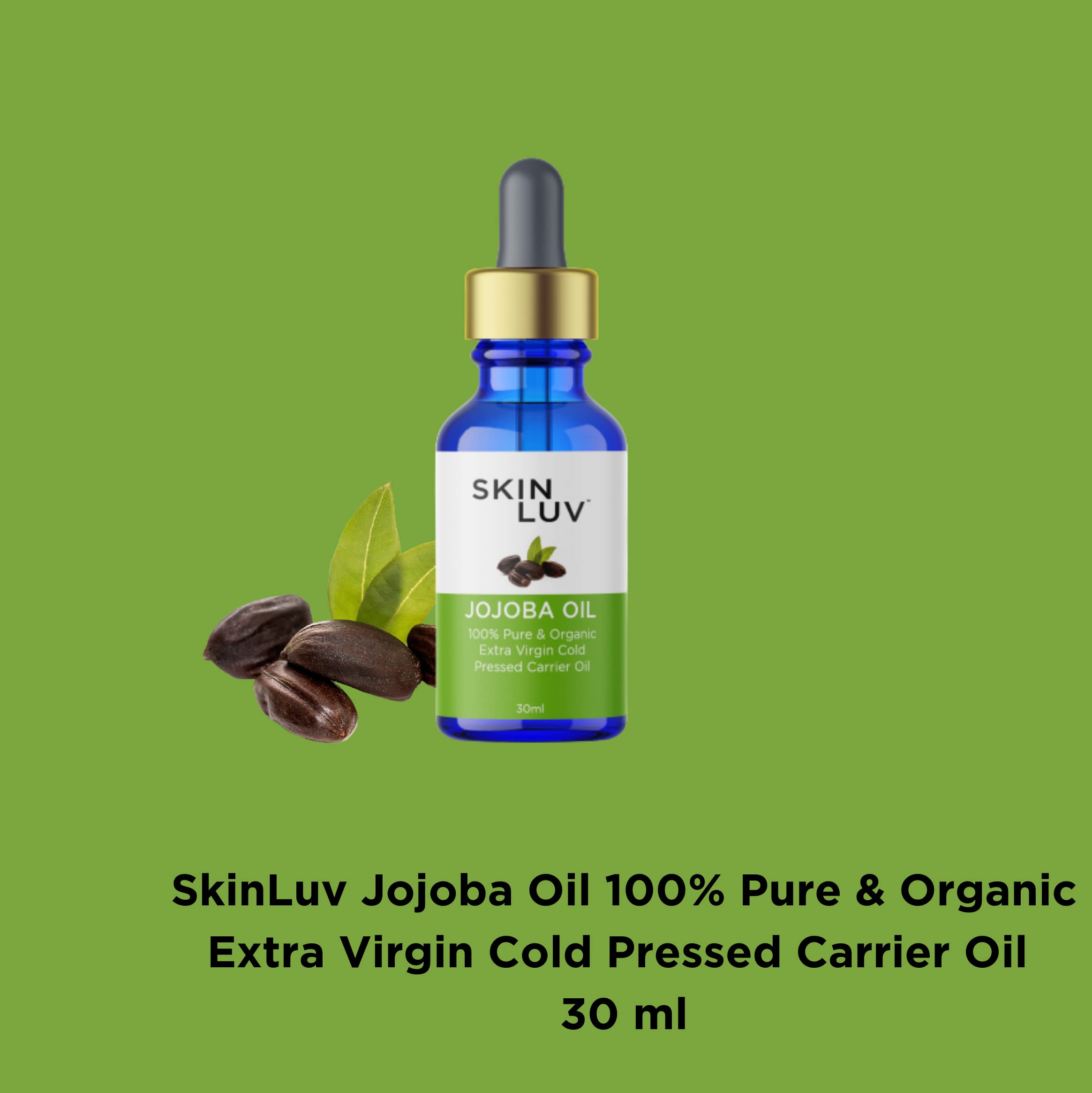 100% Pure Organic Jojoba Oil Extra Virgin Cold Pressed - Natural Acne Treatment, Anti-Aging Face Oil & Hair Growth Serum | Carrier Oil for Skin & Hair Care | 30ml Bottle for Daily Moisturizing & Massage