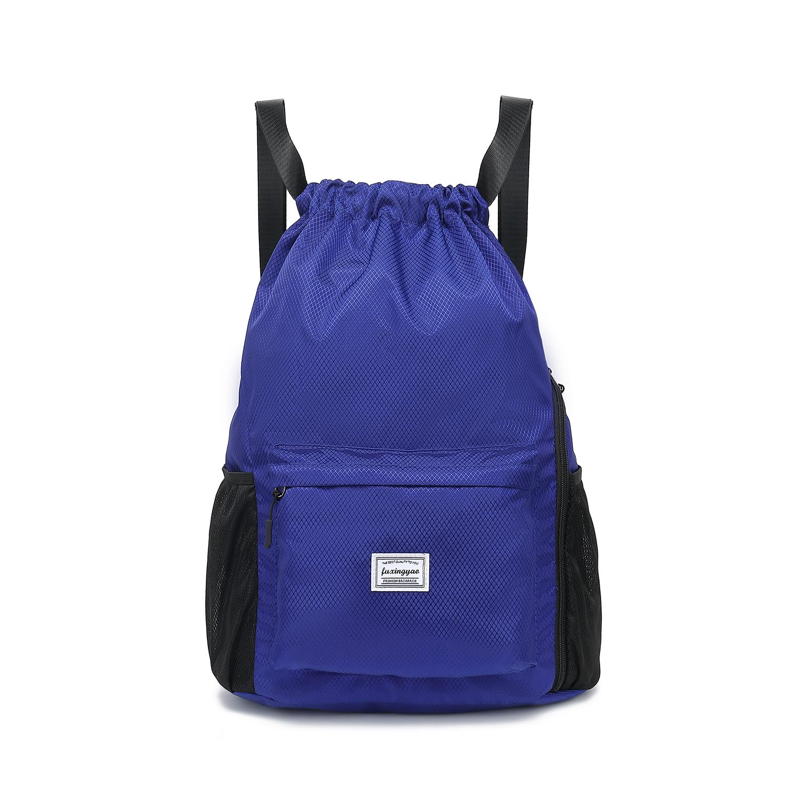 FUXINGYAO Lightweight Drawstring Backpack - Sports Gym Bag with Separate Shoes Compartment for Men & Women - Adjustable Cinch Strings - Perfect for Workouts, Travel & School (Blue)