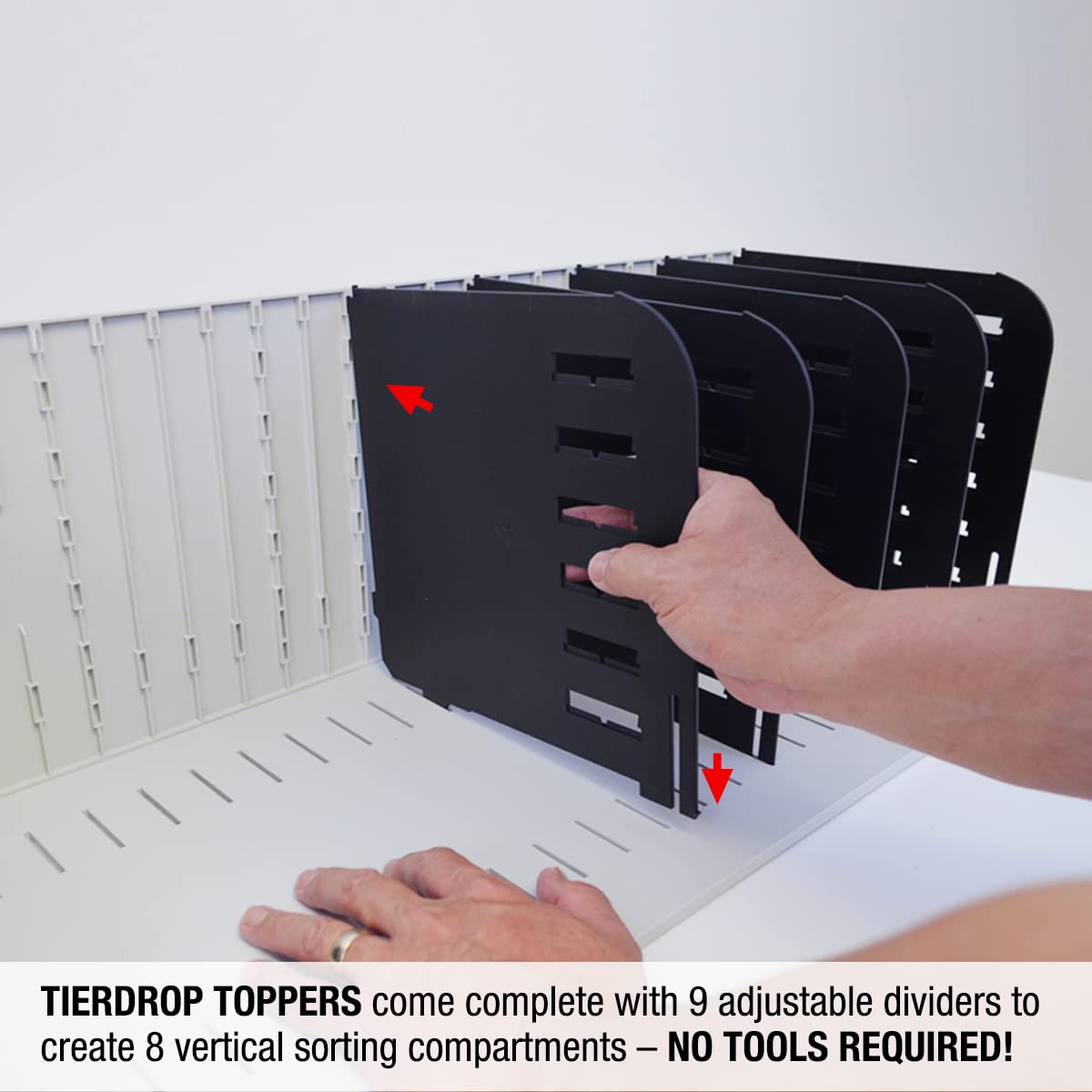 Ultimate Office TierDrop Topper with 9 Adjustable Dividers - Vertical File Organizer for Books, Magazines & Hanging Files | Perfect for Home Office, School & Workspace Organization