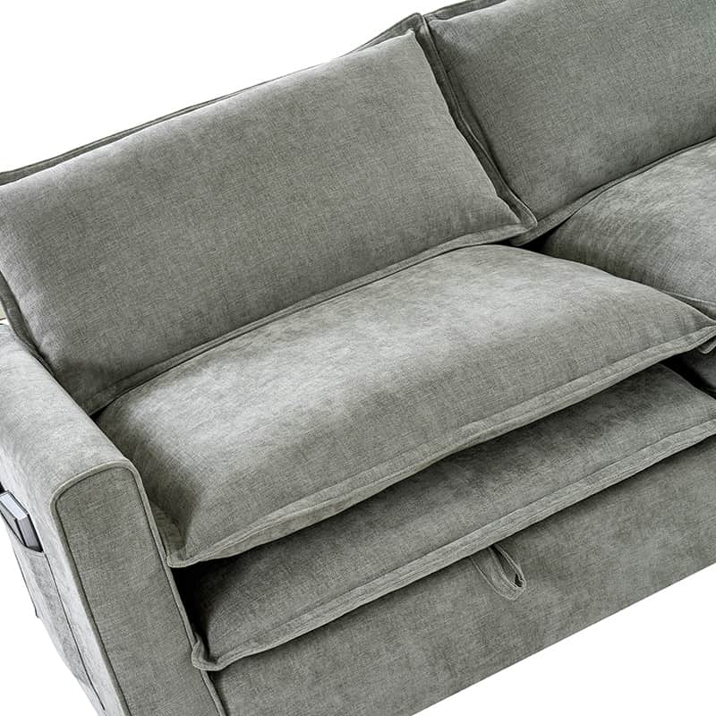 Comfortable Storage Sofa with Dual Layer Cushions & Wide Armrests - Perfect for Living Room, Bedroom, and Small Space Relaxation