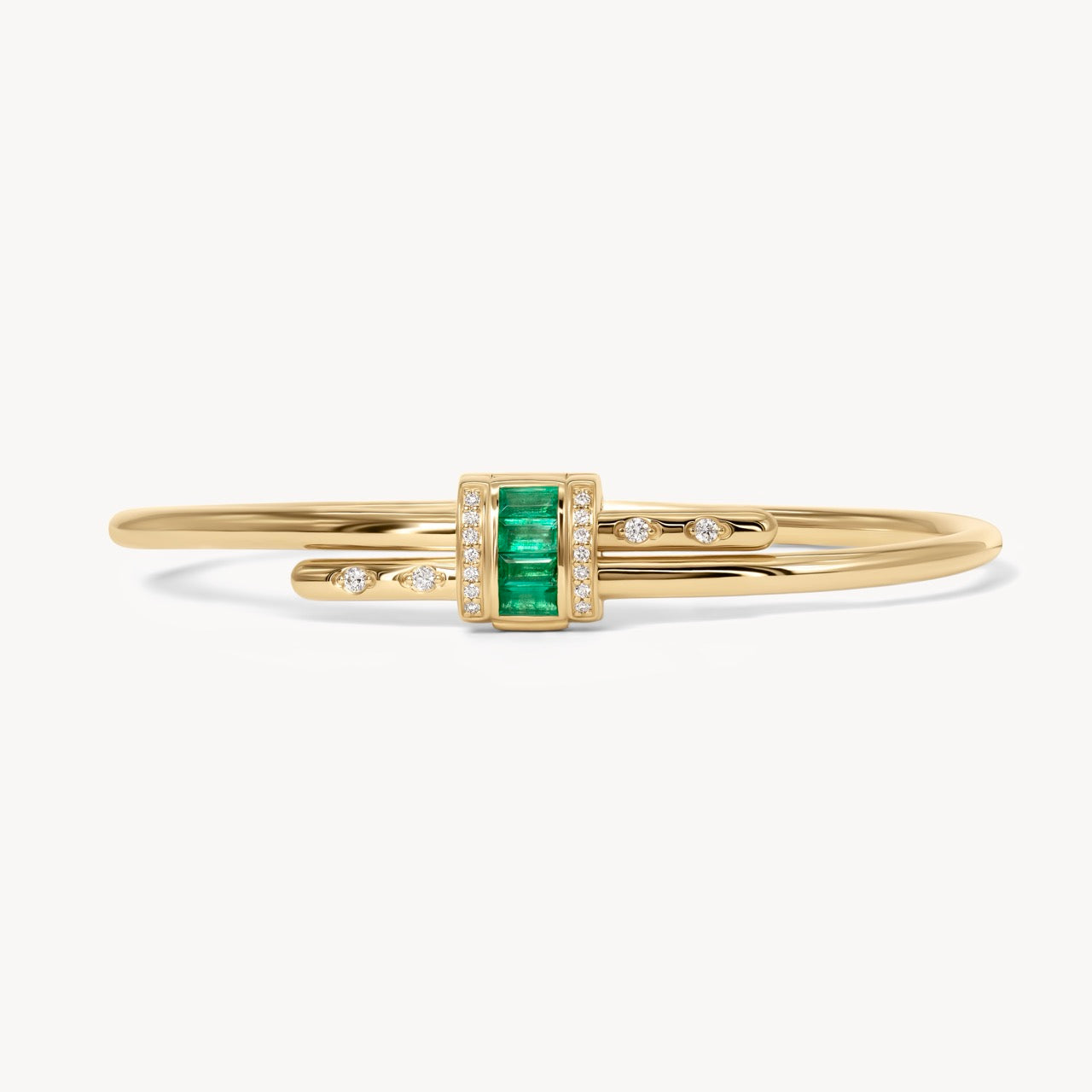 Vaulted Emerald Latch Bracelet - Elegant Green Gemstone Jewelry for Women | Perfect for Parties, Weddings & Special Occasions