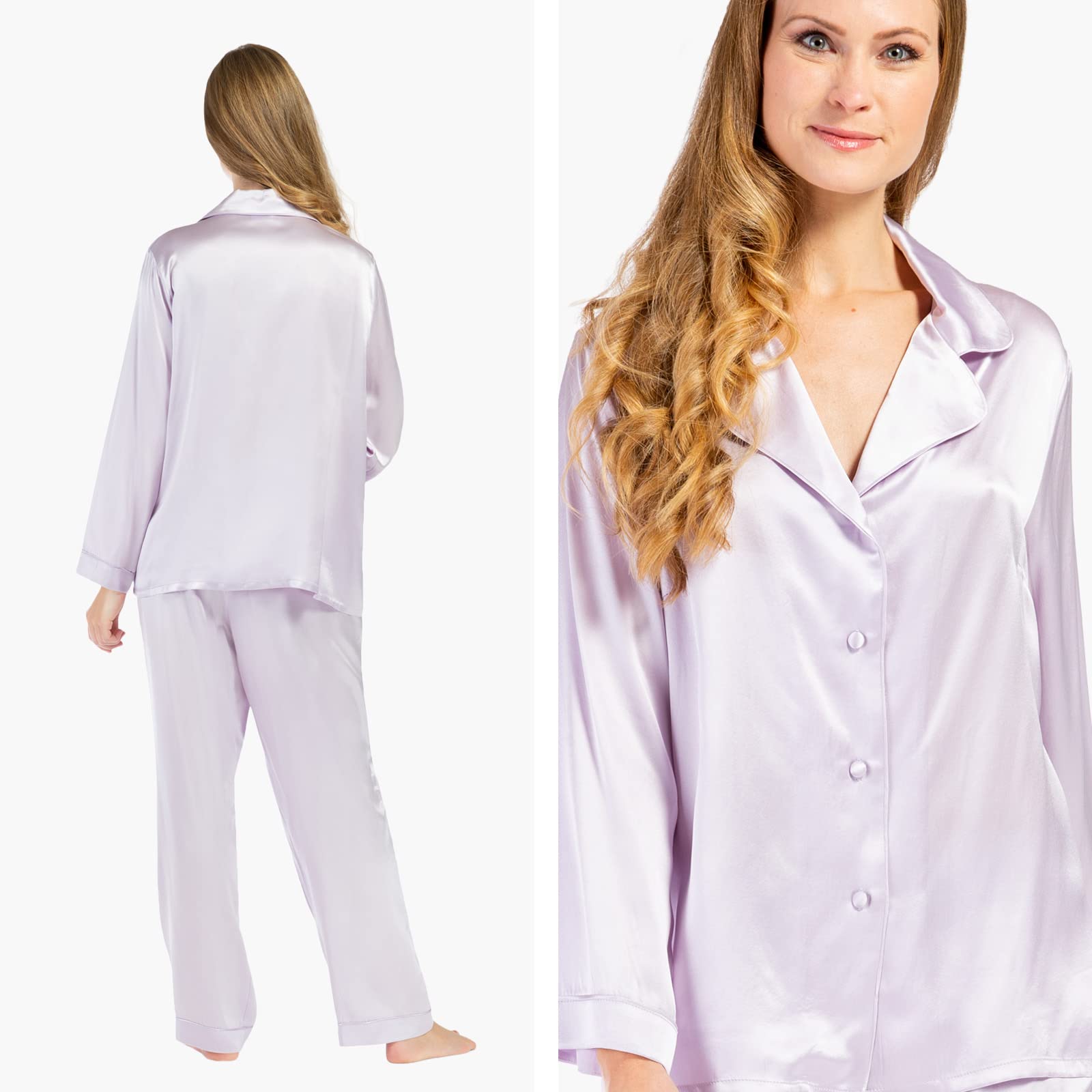 Fishers Finery Women's 100% Pure Mulberry Silk Pajama Set - Long Sleeve Nightwear with Gift Box for Luxurious Sleep & Relaxation